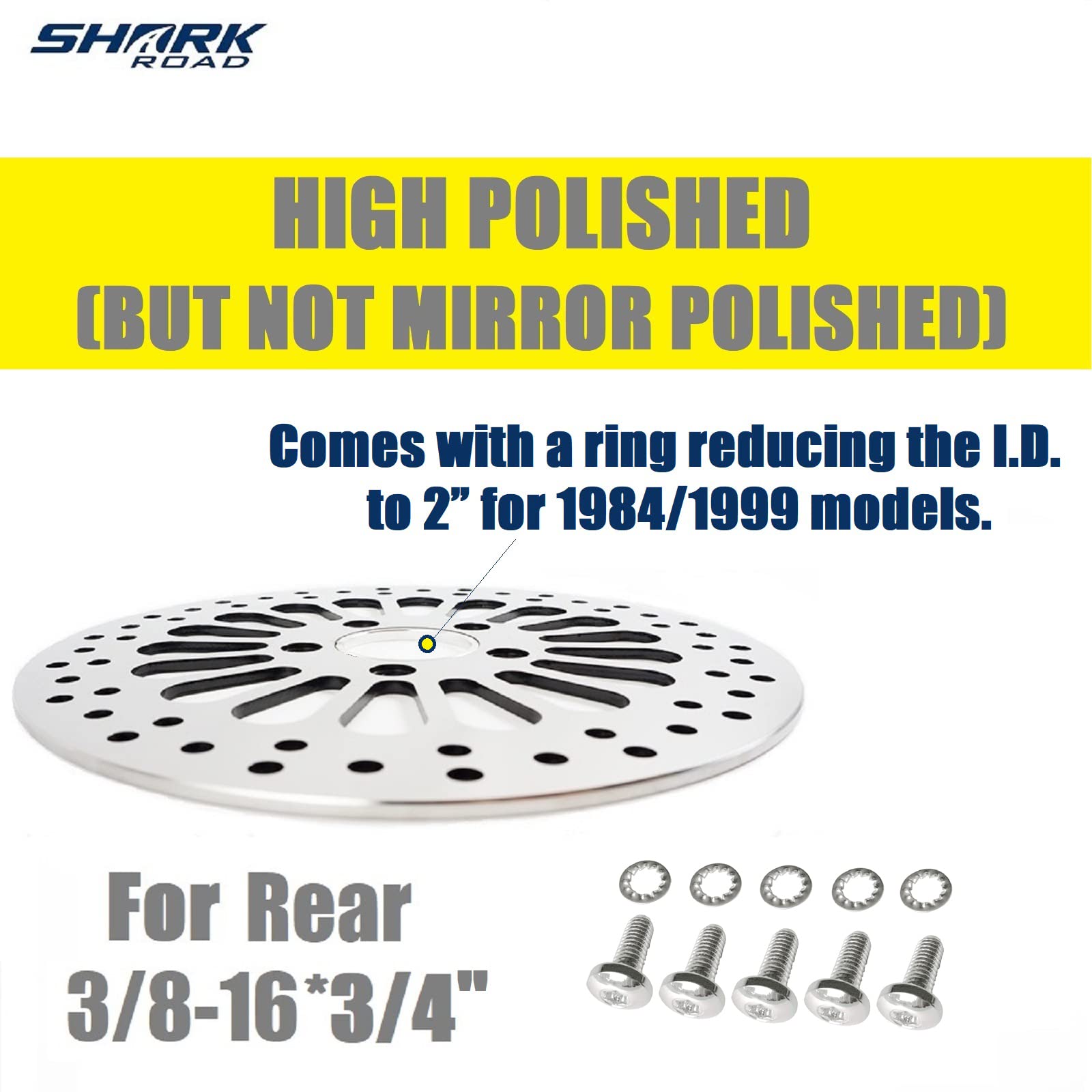 Sharkroad 1 Piece Rear Rotor For Harley Davidson Brake Parts Upgrade, Suit For Touring Sportster Softail Dyna 11.5'' Rear Brake