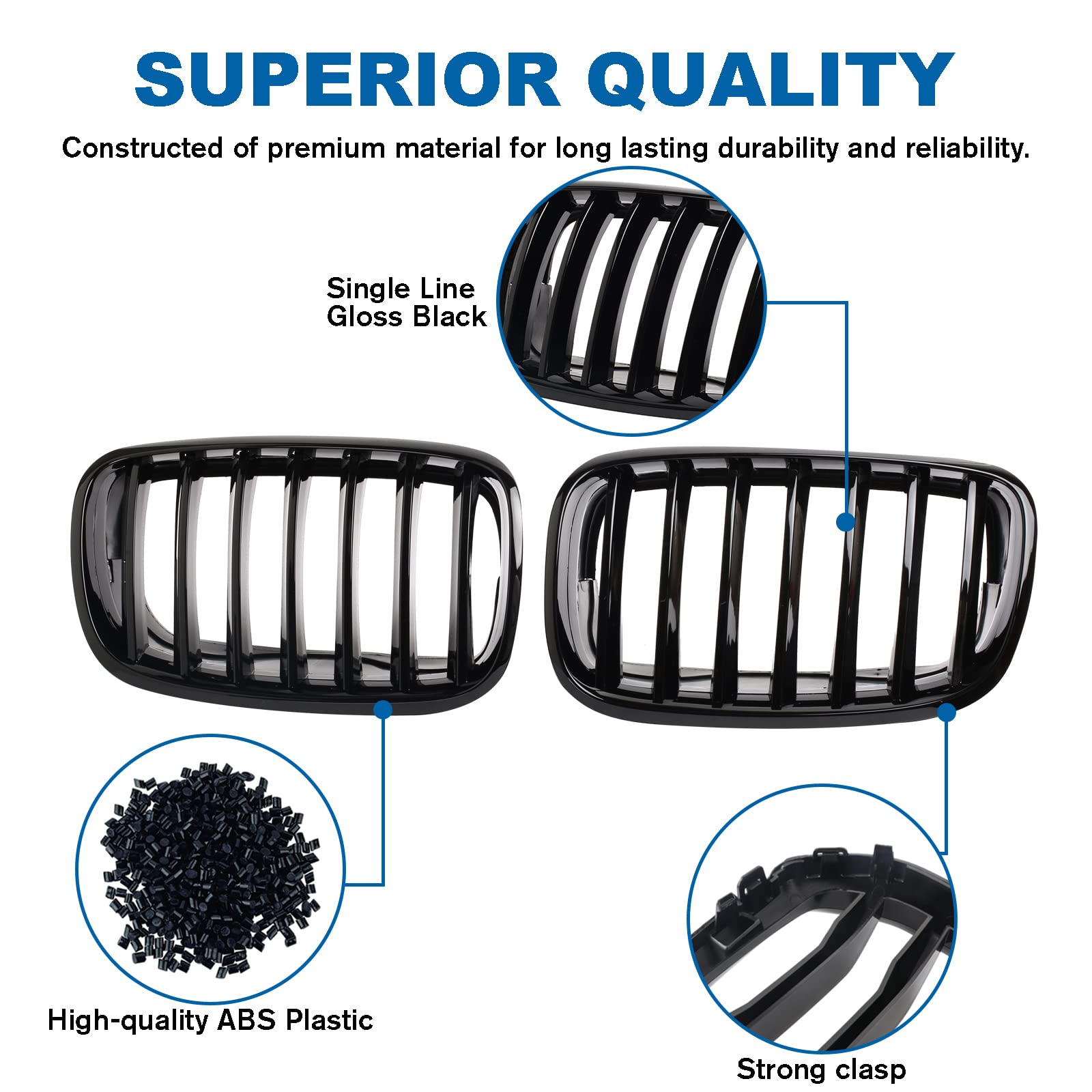 BILLDIO Front Grille For 2007-2014 BMW X5 E70 X6 E71