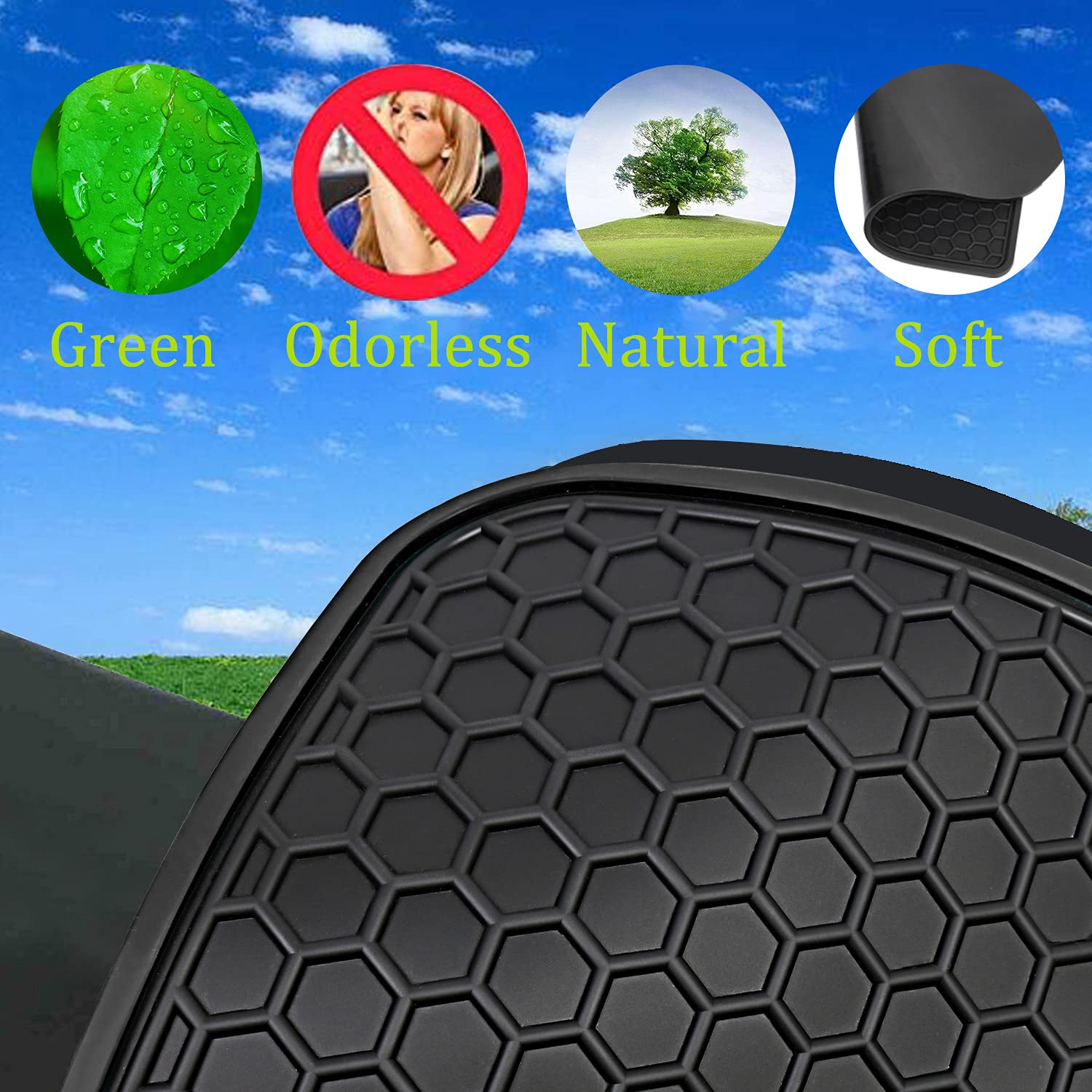 Matericuo Car Floor Mats Custom Fit For Volkswagen Vw Id.4 2021-2025 Black Rubber Auto Liner Mats All Weather Protection Heavy D