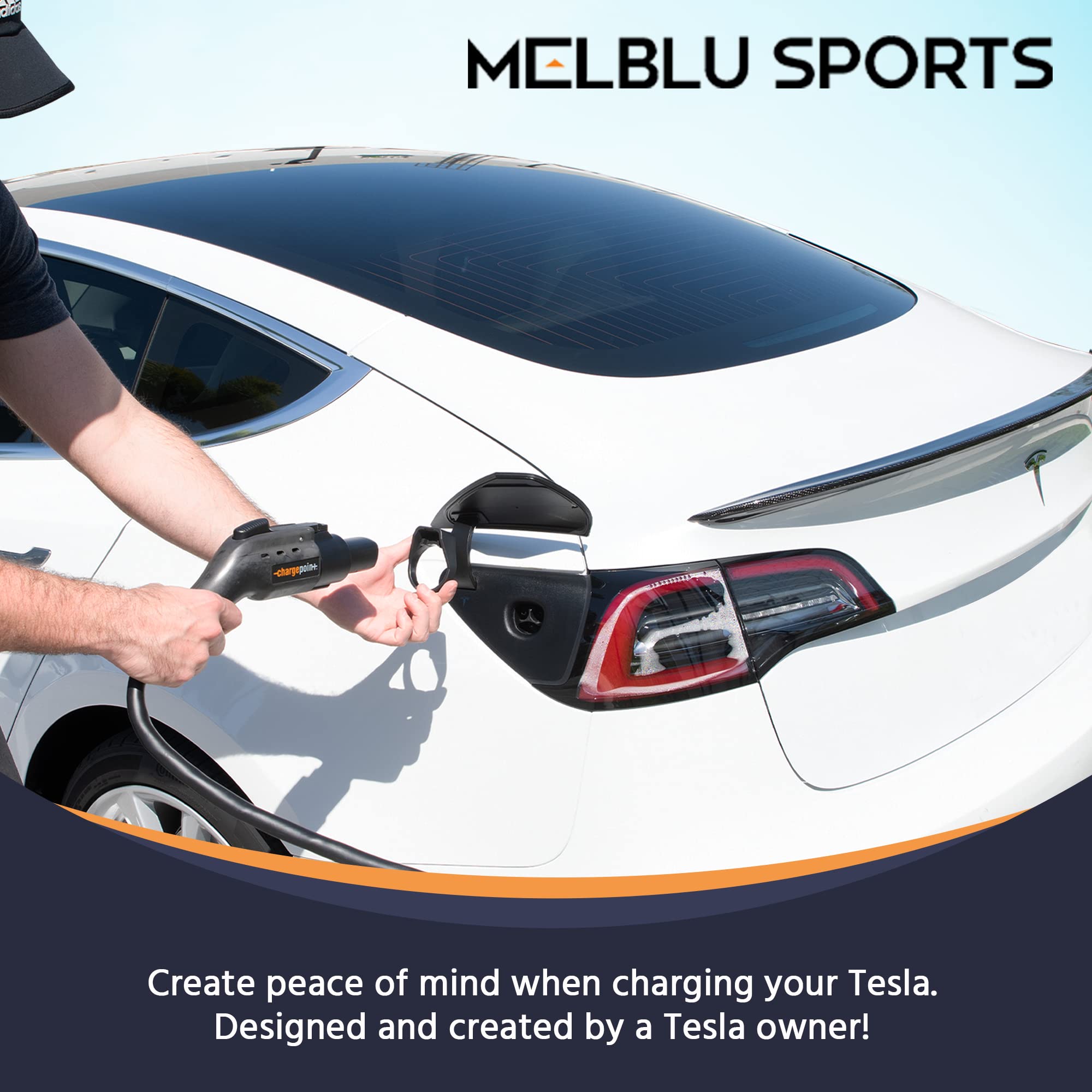 Melblu Tesla Charger Lock For J1772 Adapter, Compatible With All Tesla Model 3/Y, S(2022+), X(2023+) For Tesla To J1772 Lock, Co