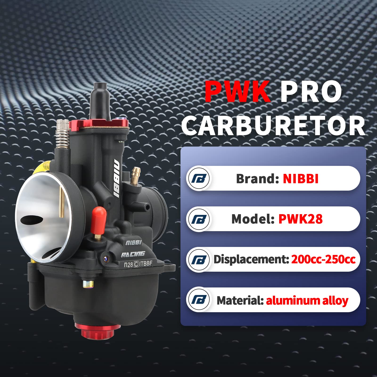 Nibbi Racing Pwk 28Mm Carburetor, Carb Of Performance Carburetor Motorcycle Carburetor With Carburetor Jets Fit For Yamaha Suzuk