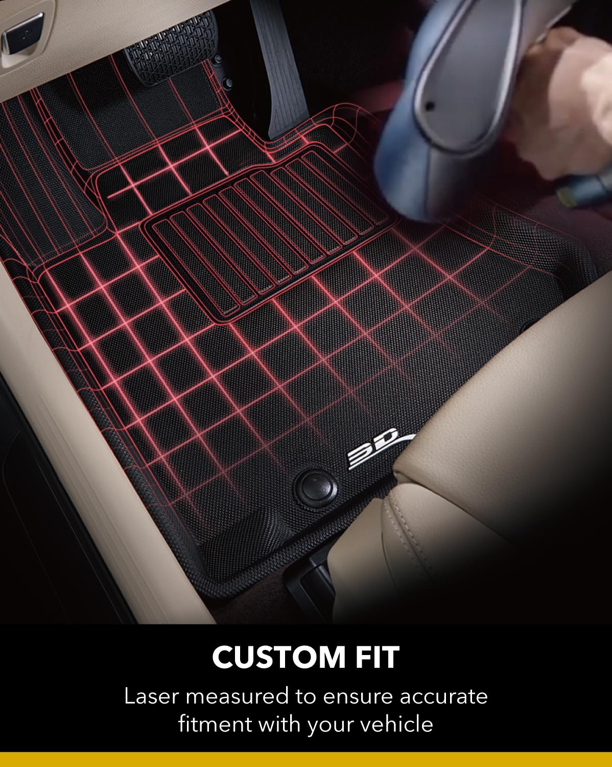 3D Maxpider Custom Fit Kagu Floor Mat (Black) For 2007-2013 Toyota Tundra Crewmax - 2Nd Row
