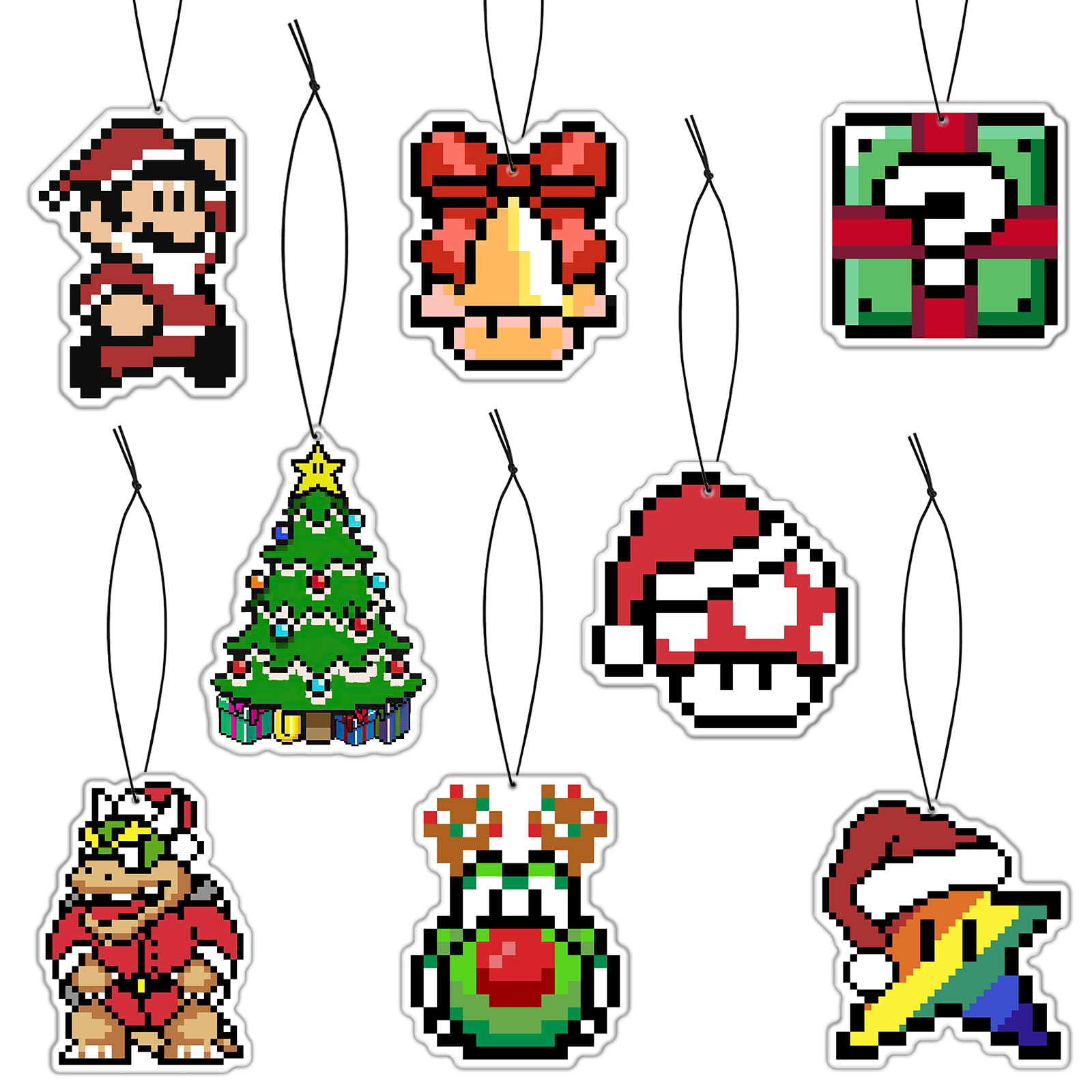 Pounchi Pixel Cartoon Game Car Air Freshener Cards (8 Pack Refreshing Ice Scent) Video Game Accessories for Car Interior Hanging