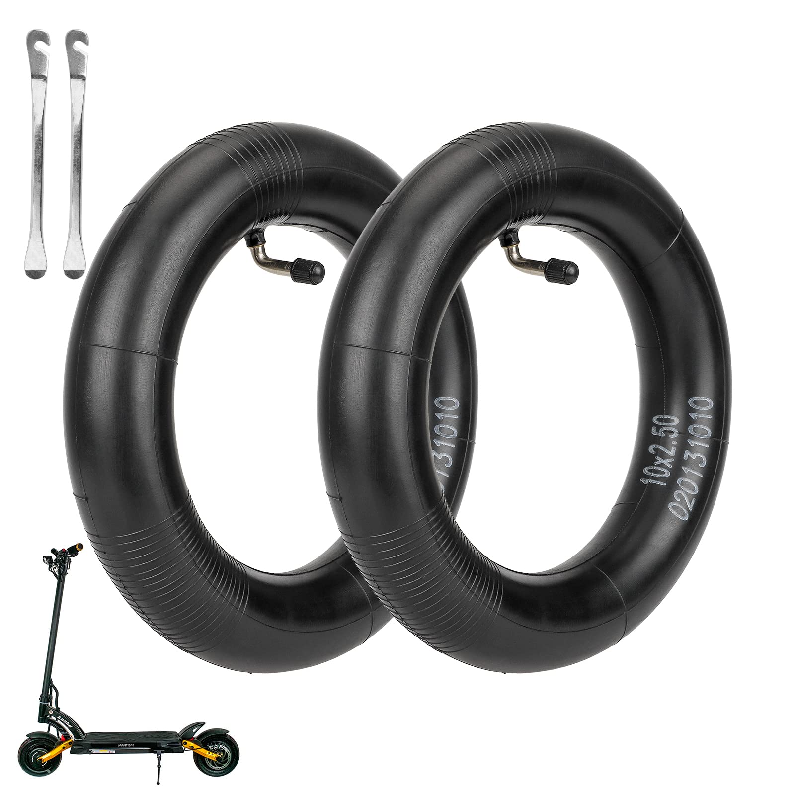 ulip (2 Pack 10x2.5 Replacement Inner Tubes with 90 Degree for Nanrobot D4 Plus D6+ Gotrax Gmax Ultra Mantis 10 Pro SE Kugoo M4 