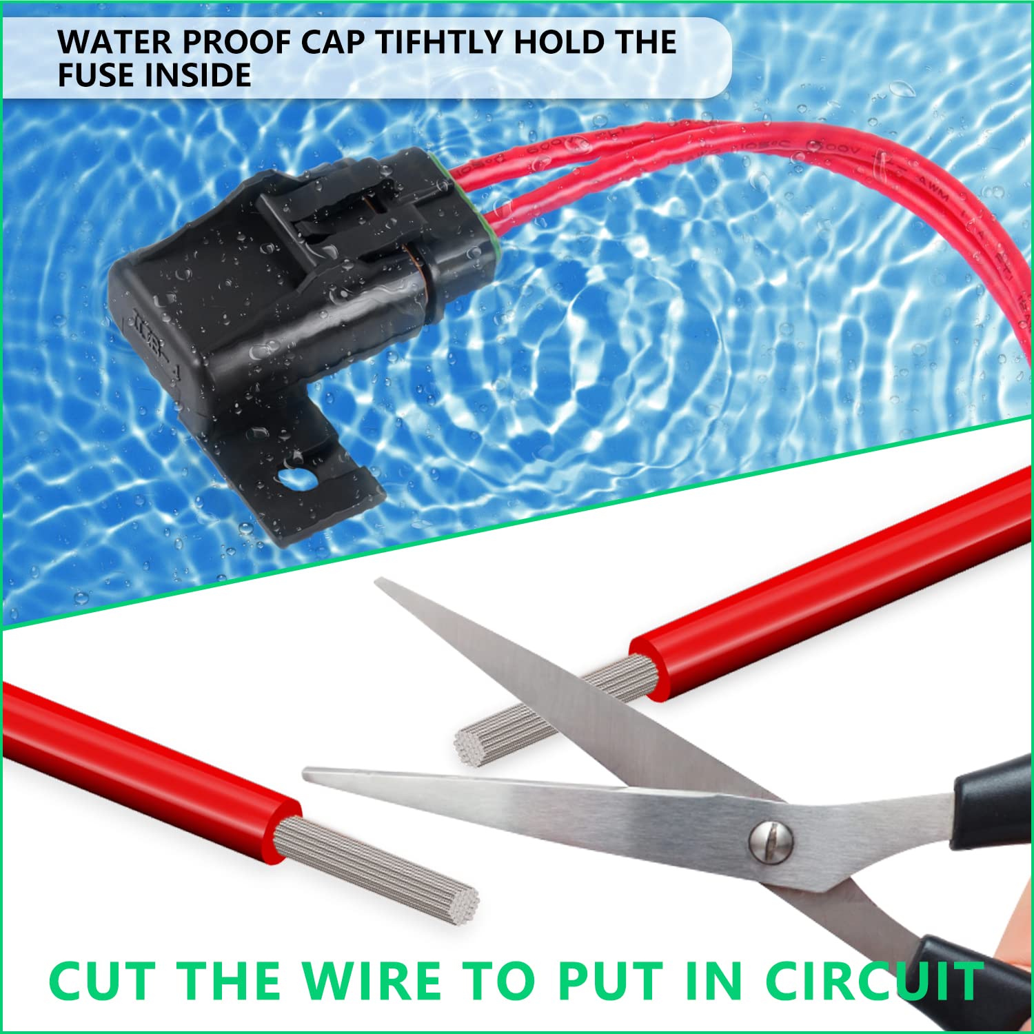 Newdeli Waterproof Inline Fuse Holder 12V with Cover 6 Pack - Automotive/Marine/Vehicle Weatherproof ATO/ATC Blade Fuse Holder 1