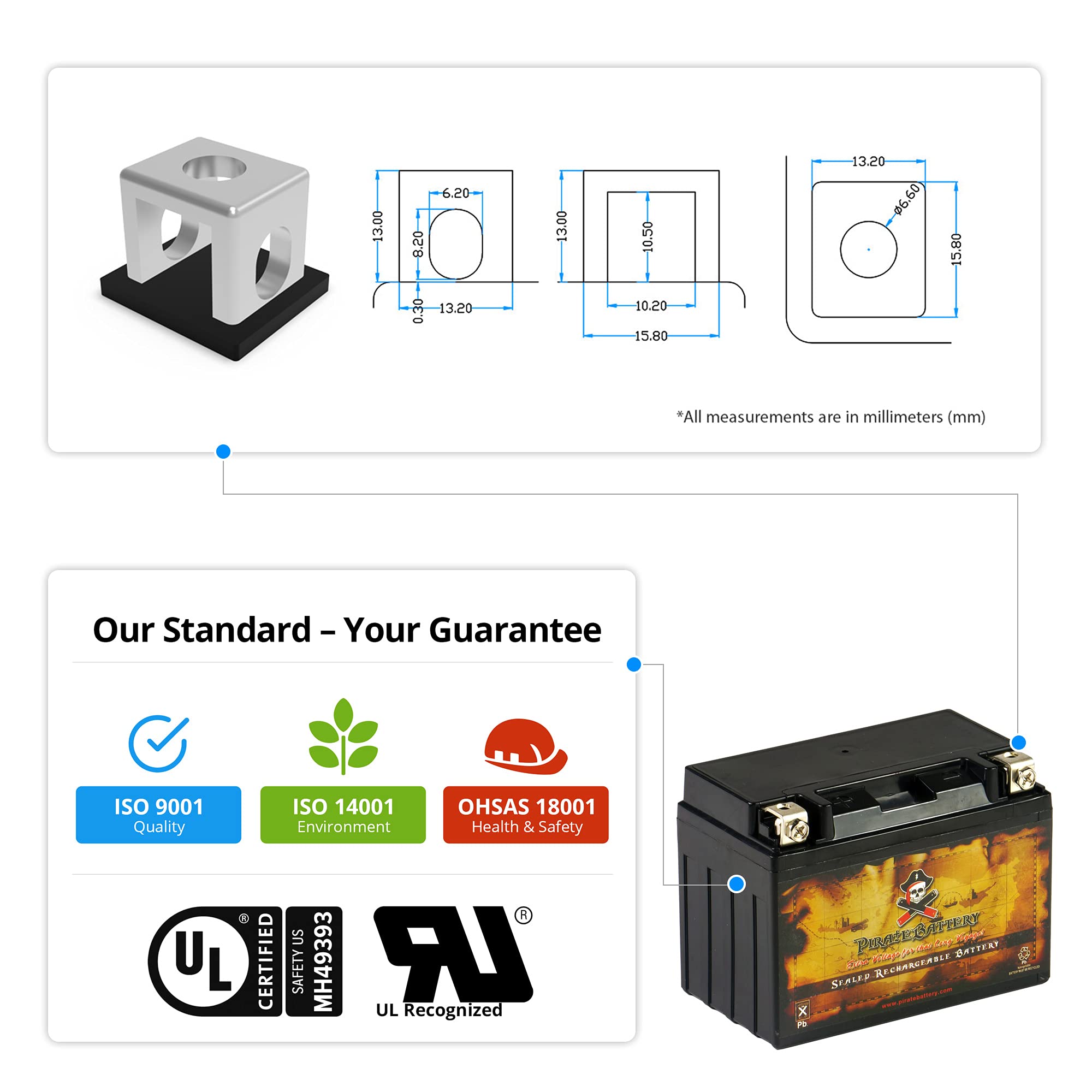 Pirate Battery 9-Bs Maintenance-Free 12V 10Ah Battery Replacement For Atv, Motorcycle, Jet Skis, Scooter, Utv, And More - Nut An