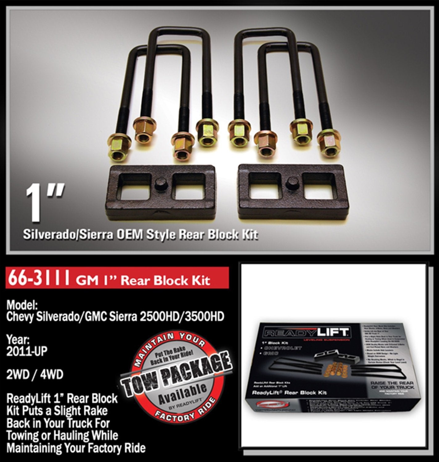 Readylift 66-3111 1 Rear Block Kit - Gm Silverado/Sierra 2500 Hd Oem Style