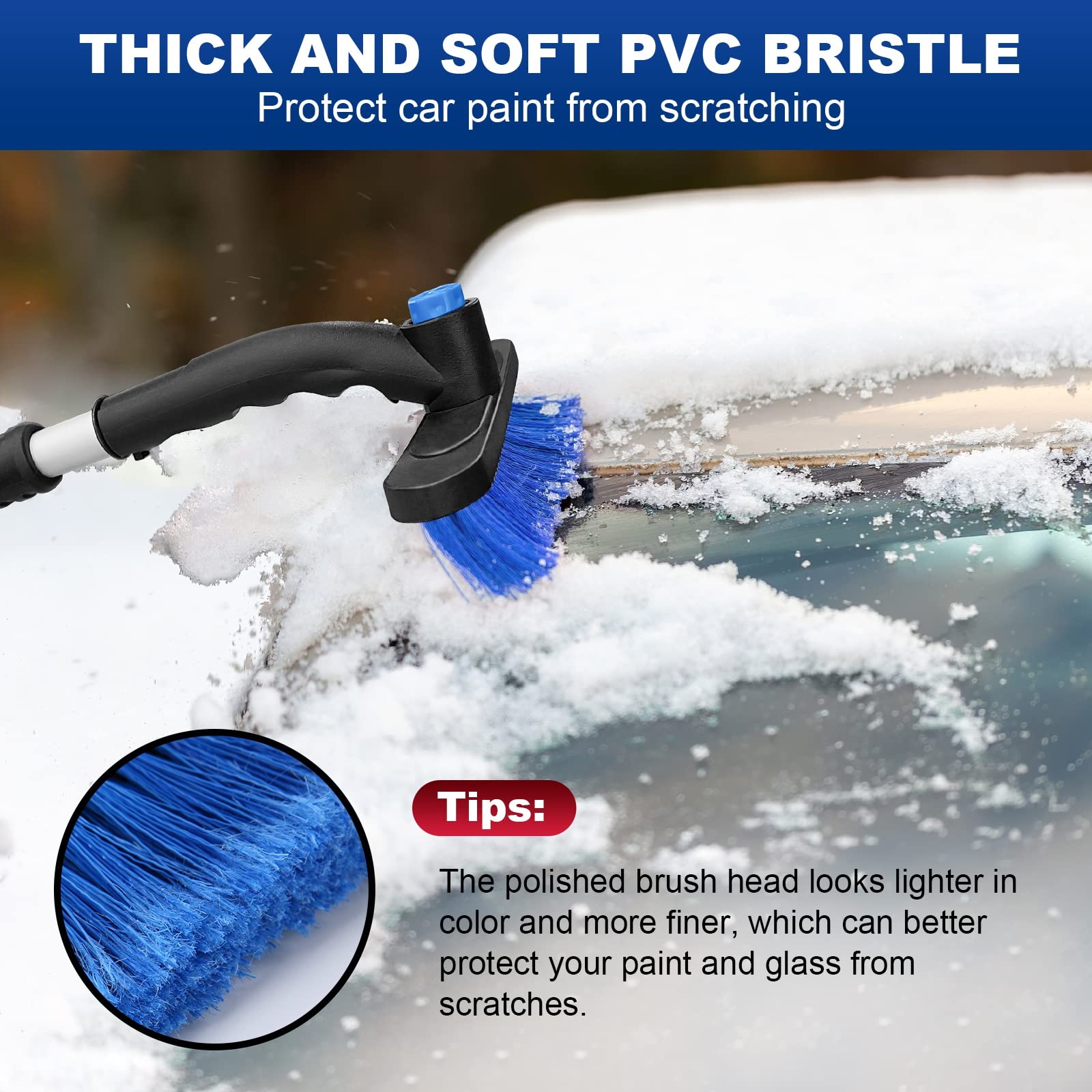 34 Extendable Ice Scrapers For Car Windshield 2-In-1 Snow Brush For Car Snow Scraper For Car Snow Scraper And Drush With Ergonomic Foam Grip For Cars, Trucks, Suvs With 360° Pivoting Brush Head