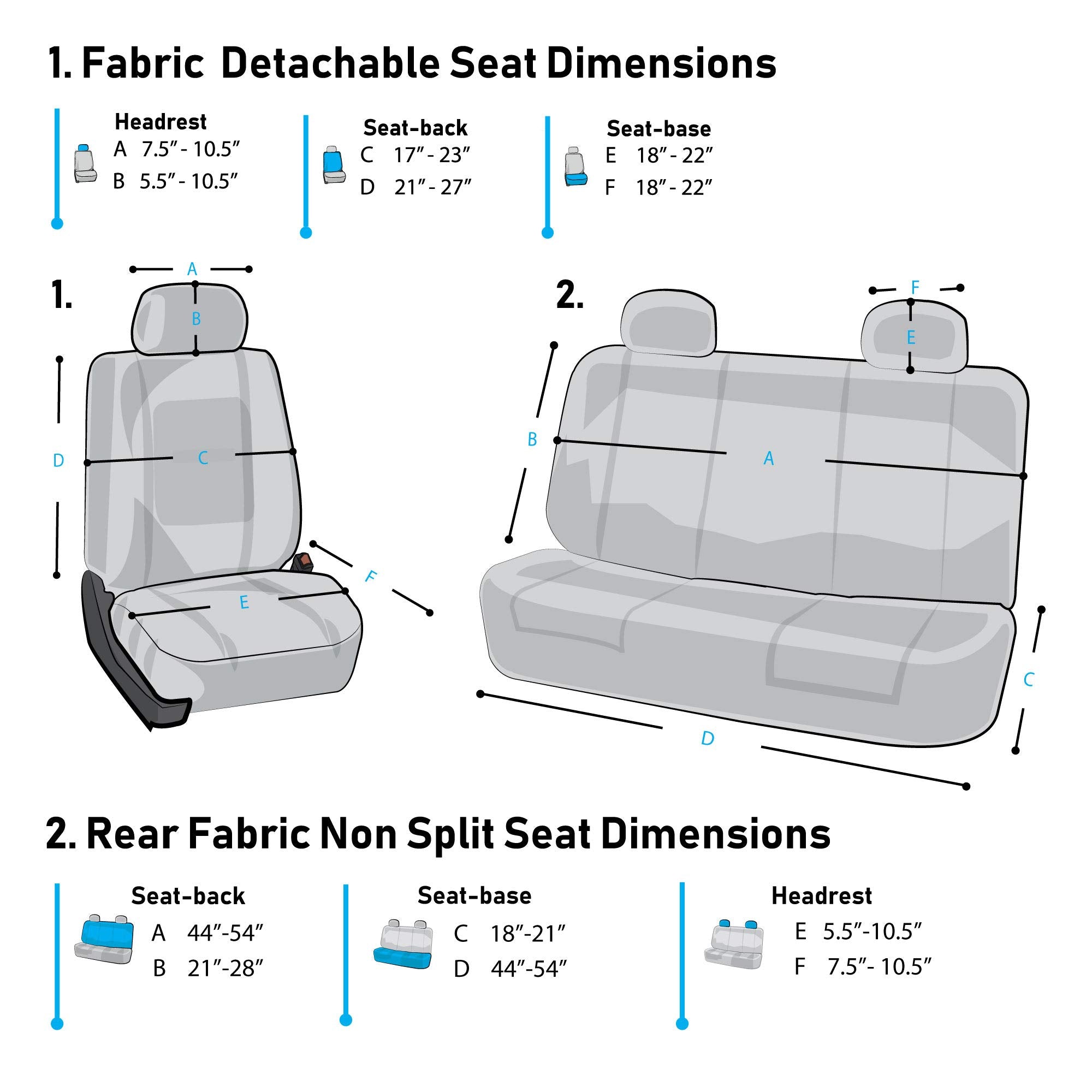 Fh Group Flat Cloth Seat Covers Front Seat And Solid Rear Bench Full Set With Gift - Universal Fit For Cars, Trucks & Suvs (Gray