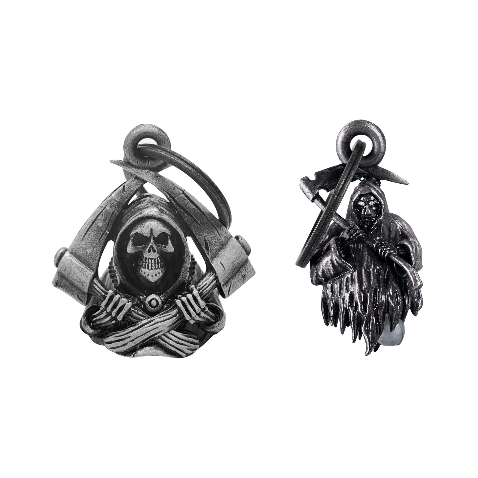?2Pack?Motorcycle Bells for Biker Good Luck Guardian Riding Bells with Hanger Motorcycle Accessory or Keychain for Luck (Grim Re