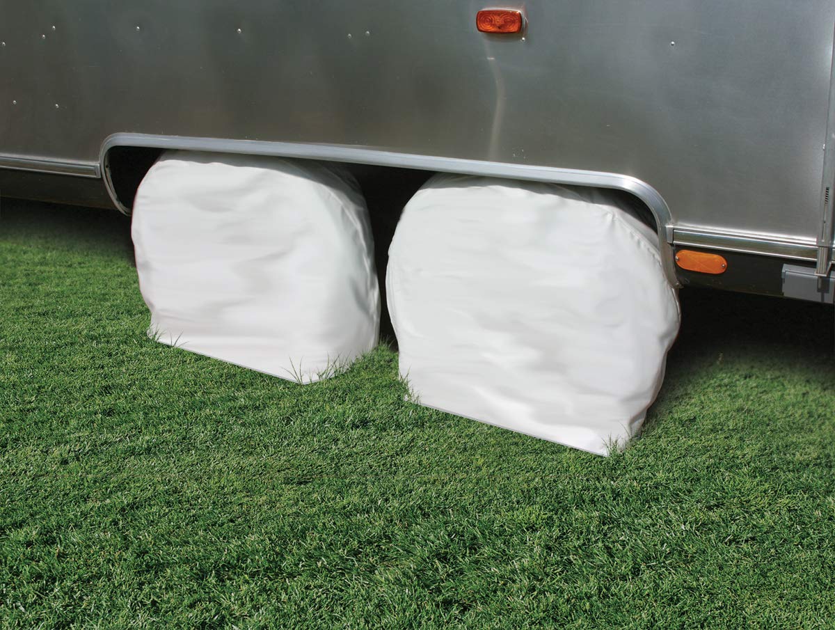 Camco 45324 Vinyl Wheel & Tire Protector, 2 Pack (33 Inches-35 Inches, White)