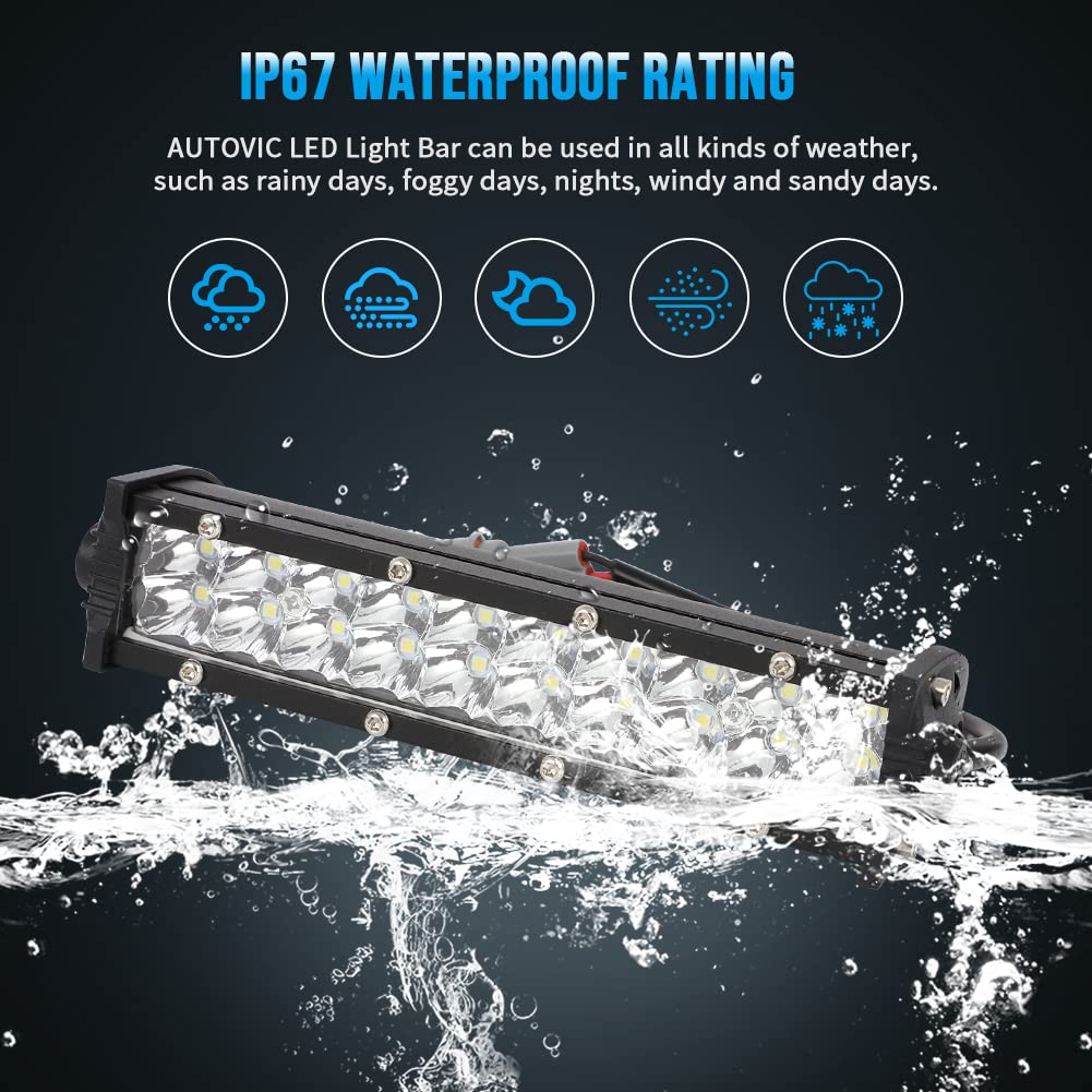 AUTOVIC Light Bar Kit for Motorcycle, USB Charger Switch, Aluminum, Compatible with Honda CRF110 KLX110 TTR110 YZ250F, Plug and Play