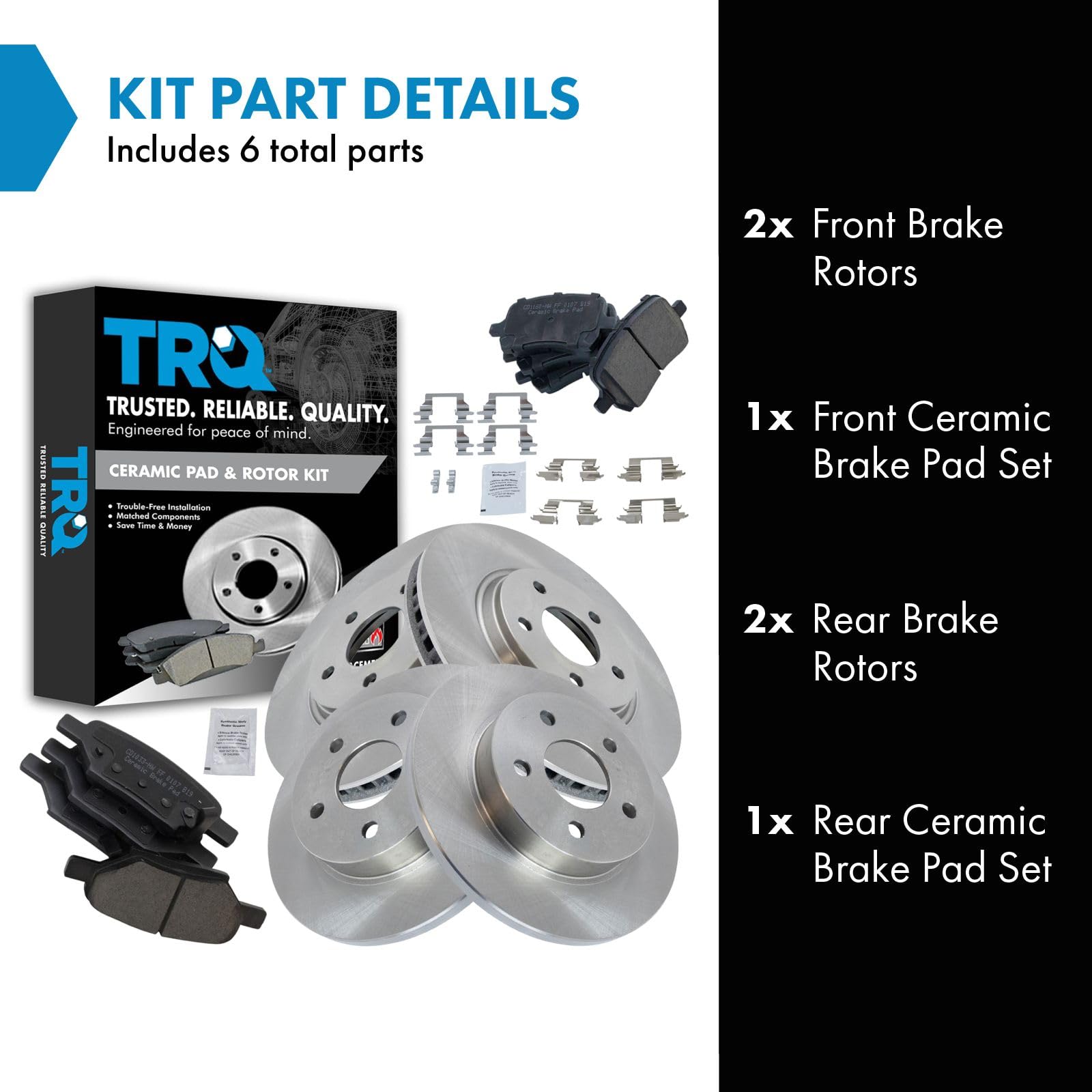 Trq Premium Ceramic Brake Pad & Rotor Front & Rear Kit For Chevy Pontiac