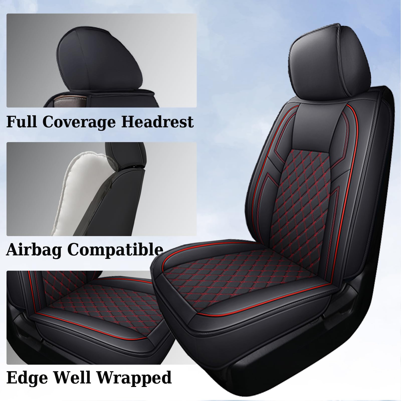 Coverado Tundra Seat Covers Full Set, Leather Car Seat Covers For Trucks, Automotive Seat Covers Protector Custom Fit 2007-2021
