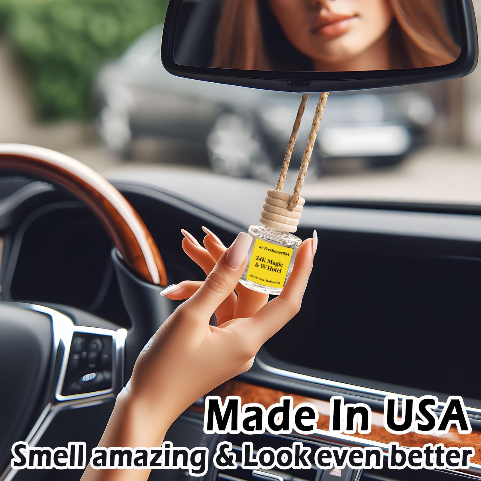 Car Air Freshener Hanging, Essential Oil Diffuser Inspired By 24K Magic & W Hotel, Car Fresheners For Women, Long Lasting, Made