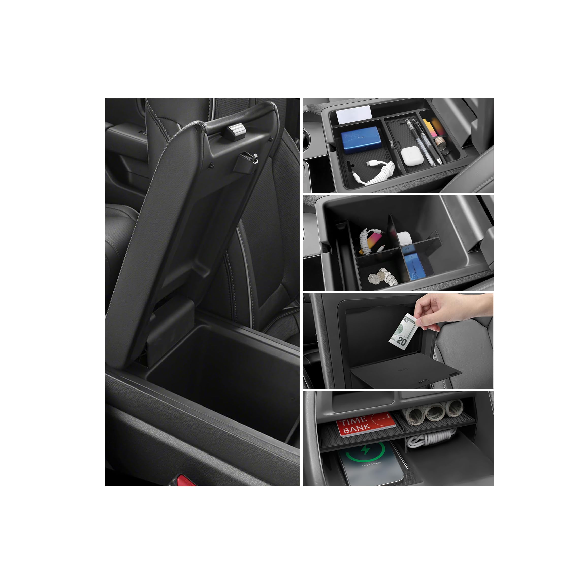 YOJOJOCO 4PCS Center Console Organizer Compatible with Honda 2023 2024 2025 2026 Pilot & 2026 Passport Accessories Armrest Hidde