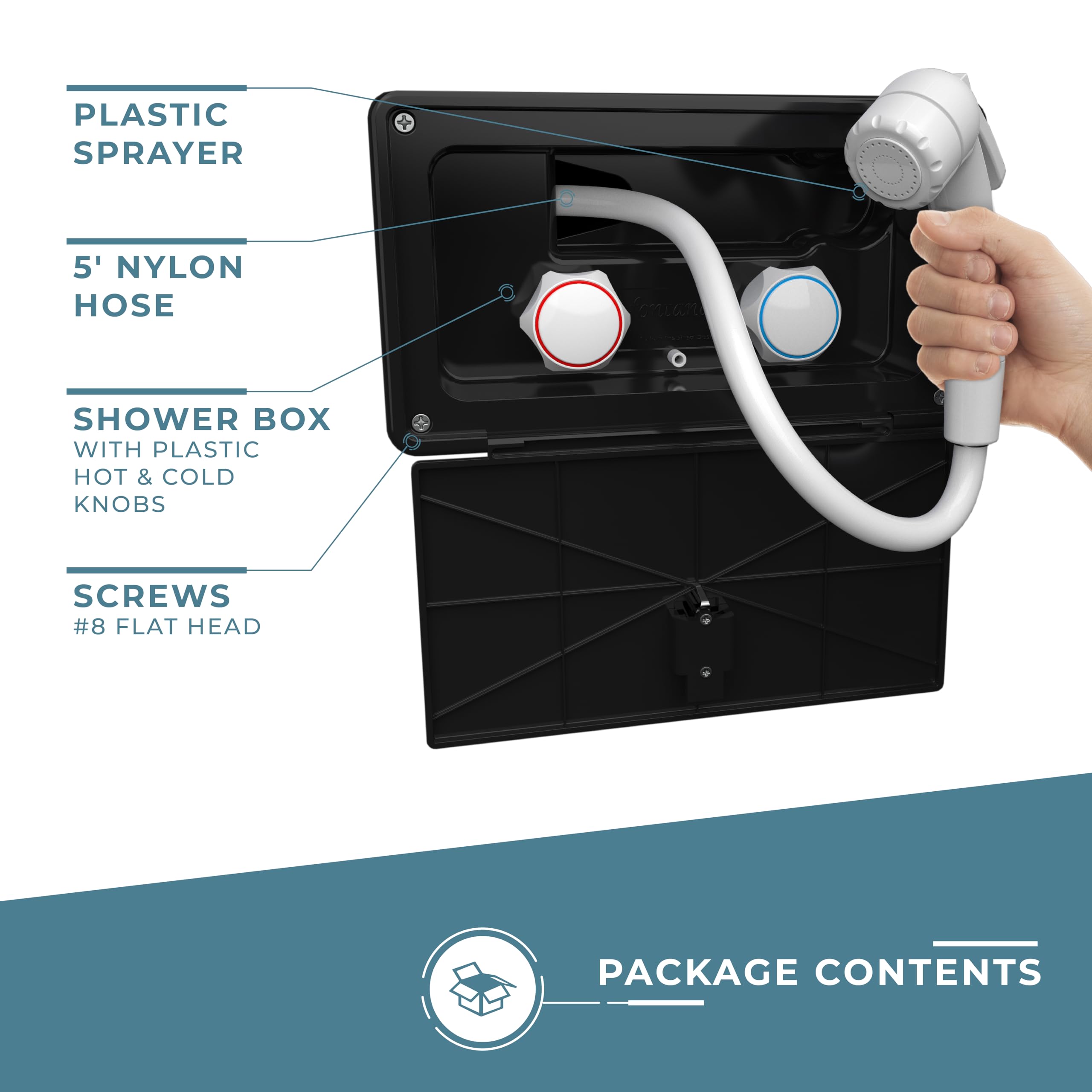 Itc Fontana Rv Or Boat Exterior Shower Box Kit Faucet With Shower Head (Black With Latching Door) (X002Cnbu3F)