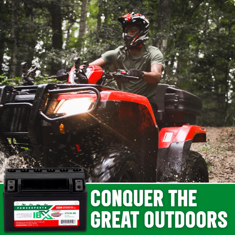 Interstate Batteries YTX7A-BS 12V 6Ah AGM Powersports Battery - 90CCA Replacement for ATVs, Motorcycles, Scooters