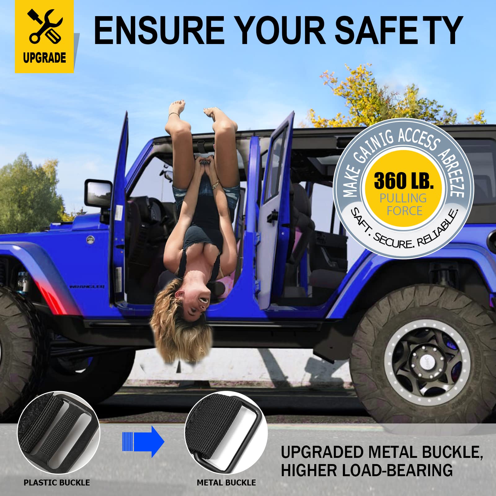 Moveland Roll Bar Grab Handles With Us Flag, 2 X Grip Handles For 1955-2023 Jeep Wrangler Jl, Jk, Tj, Yj & Jeep Gladiator Access