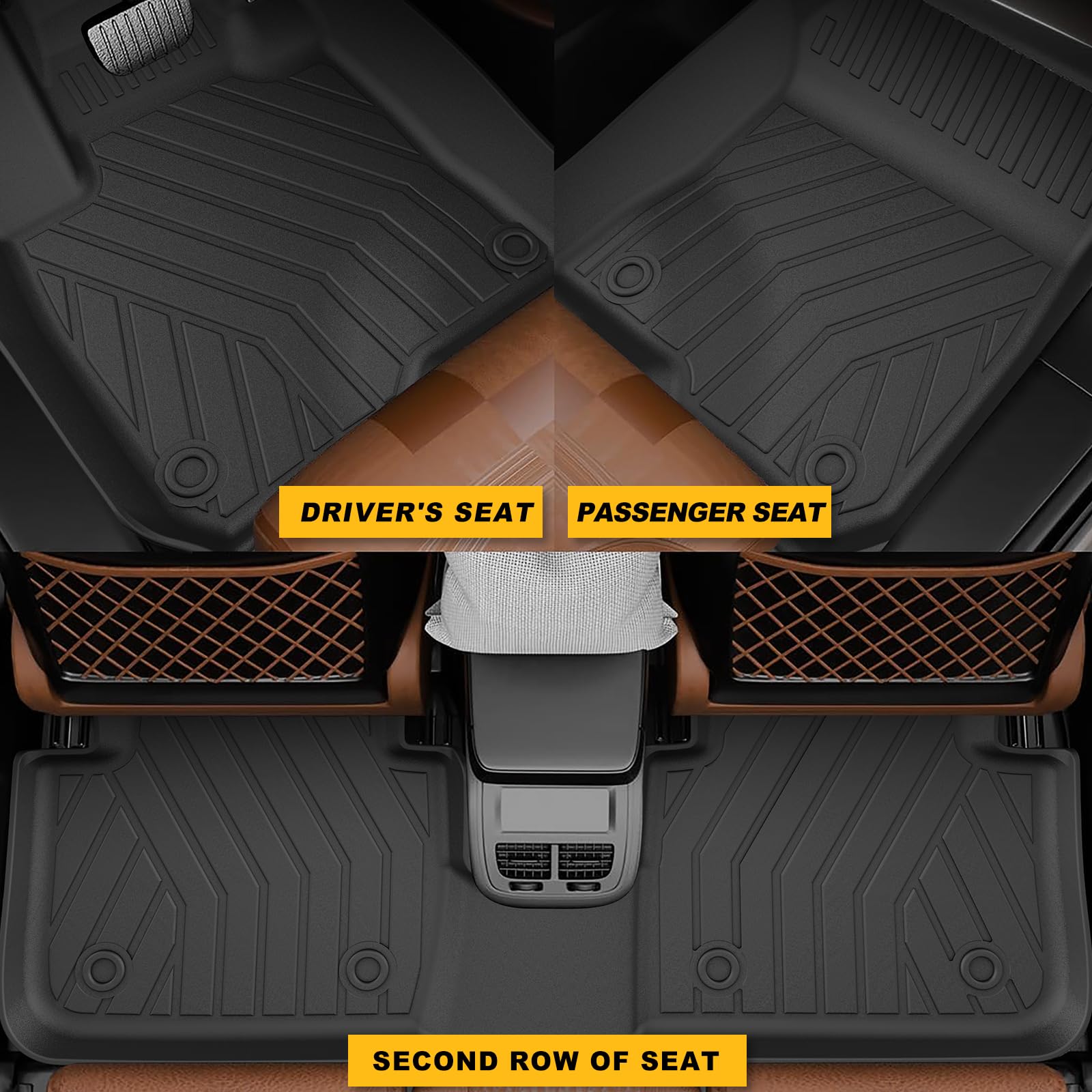 Floor Mats & Cargo Liner & Backrest Mat Fit for Honda HRV HR-V 2025 2024 2023: All Weather Protection Floor Liner - 1st & 2nd Ro