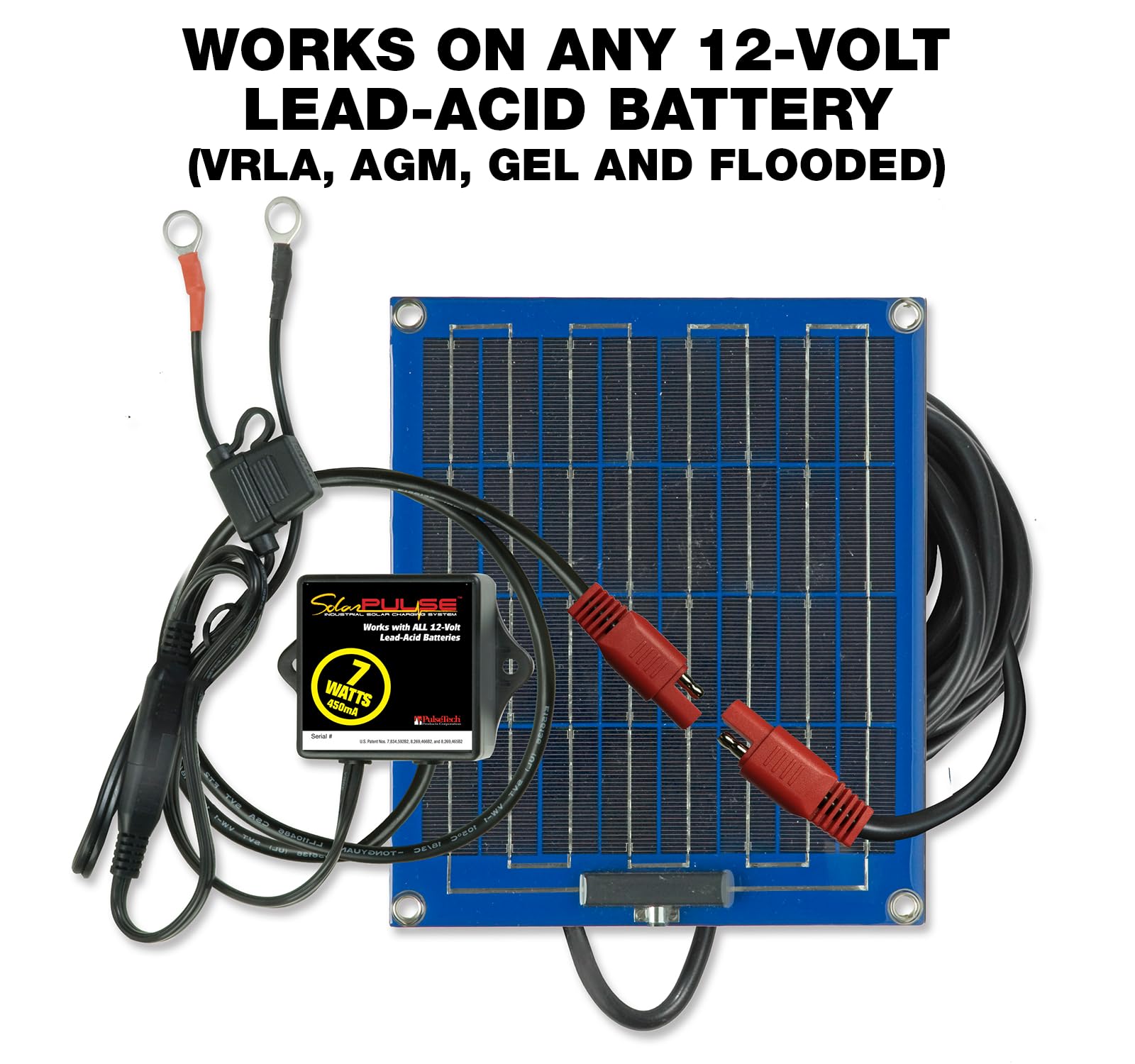 PulseTech SolarPulse SP-7 7 Watt Solar Battery Charger Maintainer, Blue, Plastic