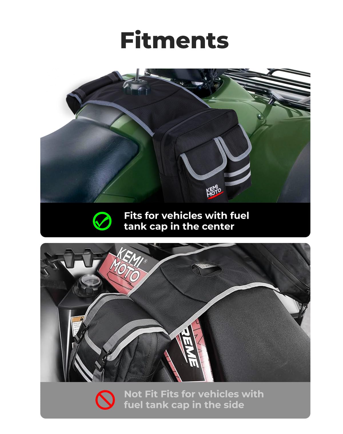 KEMIMOTO ATV Tank Bag - Water-resistant Cooler for All Terrain Vehicles, One Size, Black, Model UTVB0113