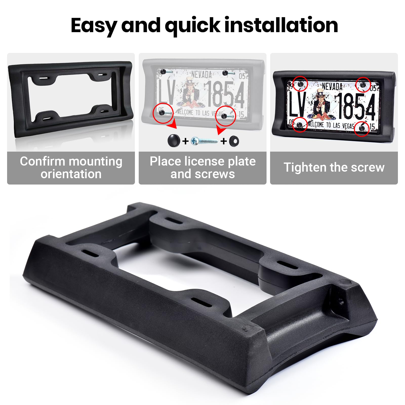 Ar-Pro Ultimate License Plate Bumper Guard Screws Included - 2.3'' Thick Rubber License Plate Mount Protects Bumper From Scratch
