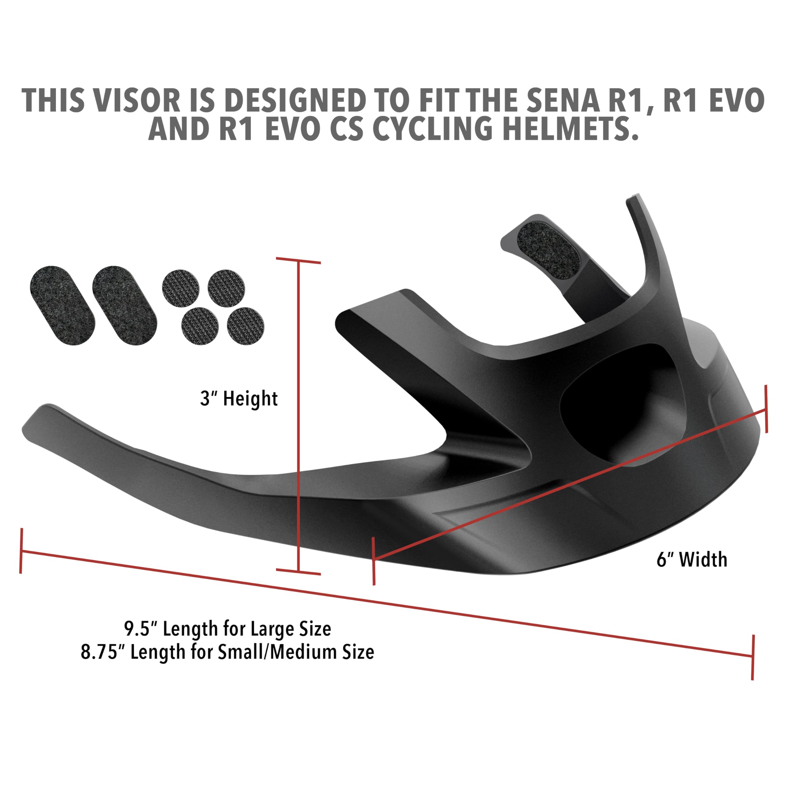Sena R1 Series Cycling Helmet Visor - Medium/Small, Black, Plastic, Model SH-R1-A02-M