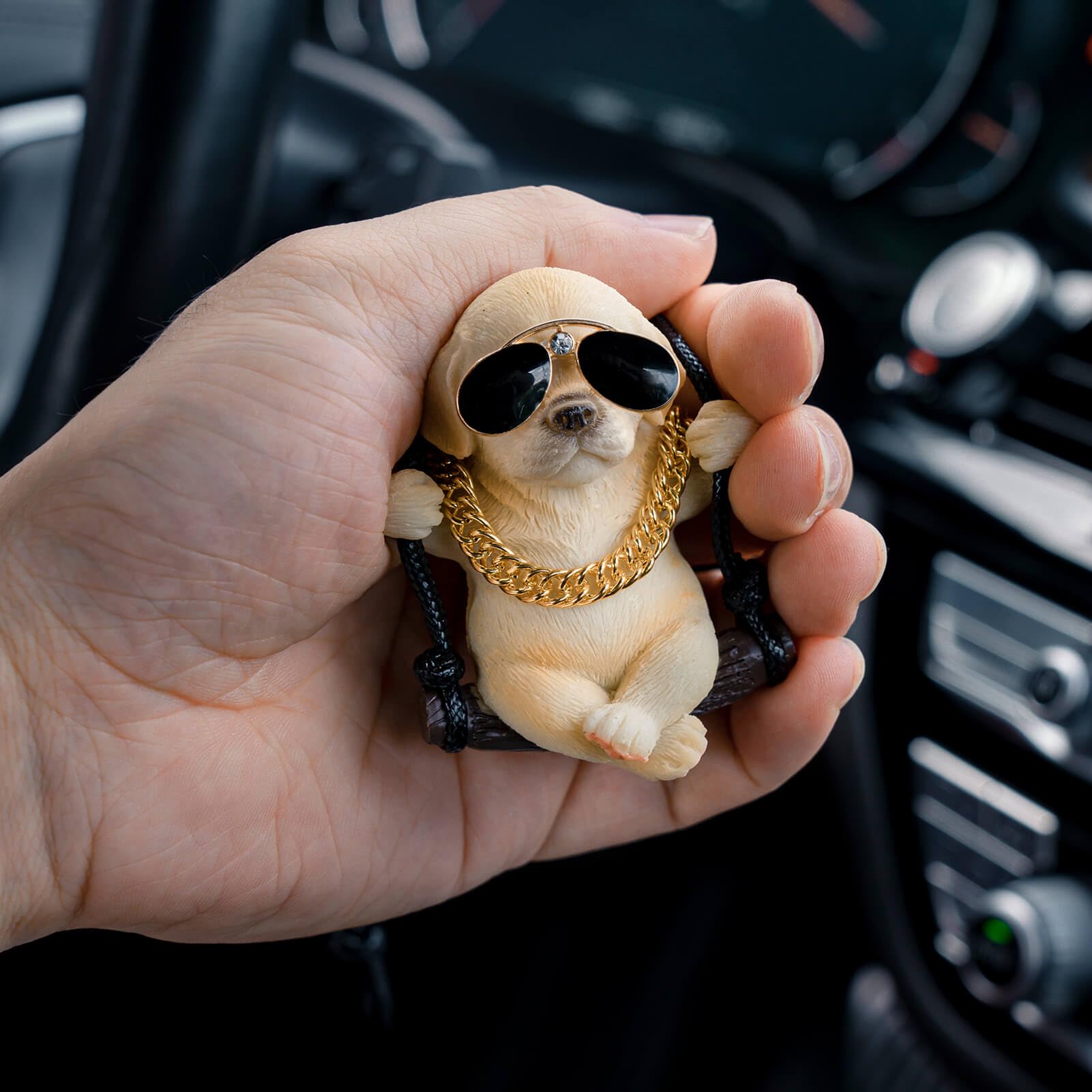 Floruit Labrador Retriever Car Mirror Hanging Accessories Cute Swinging Dog Rear View Mirror Accessories For Men & Women