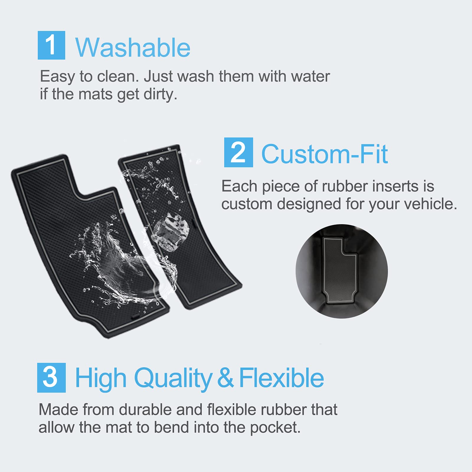 Jdmcar Custom Liner Accessories Compatible With Chevy Colorado/Gmc Canyon 2015-2021 2022, Cup Holder, Door Pocket, And Center Console Insert Mat Kit 26-Pc Set (Crew Cab, Gray Trim)