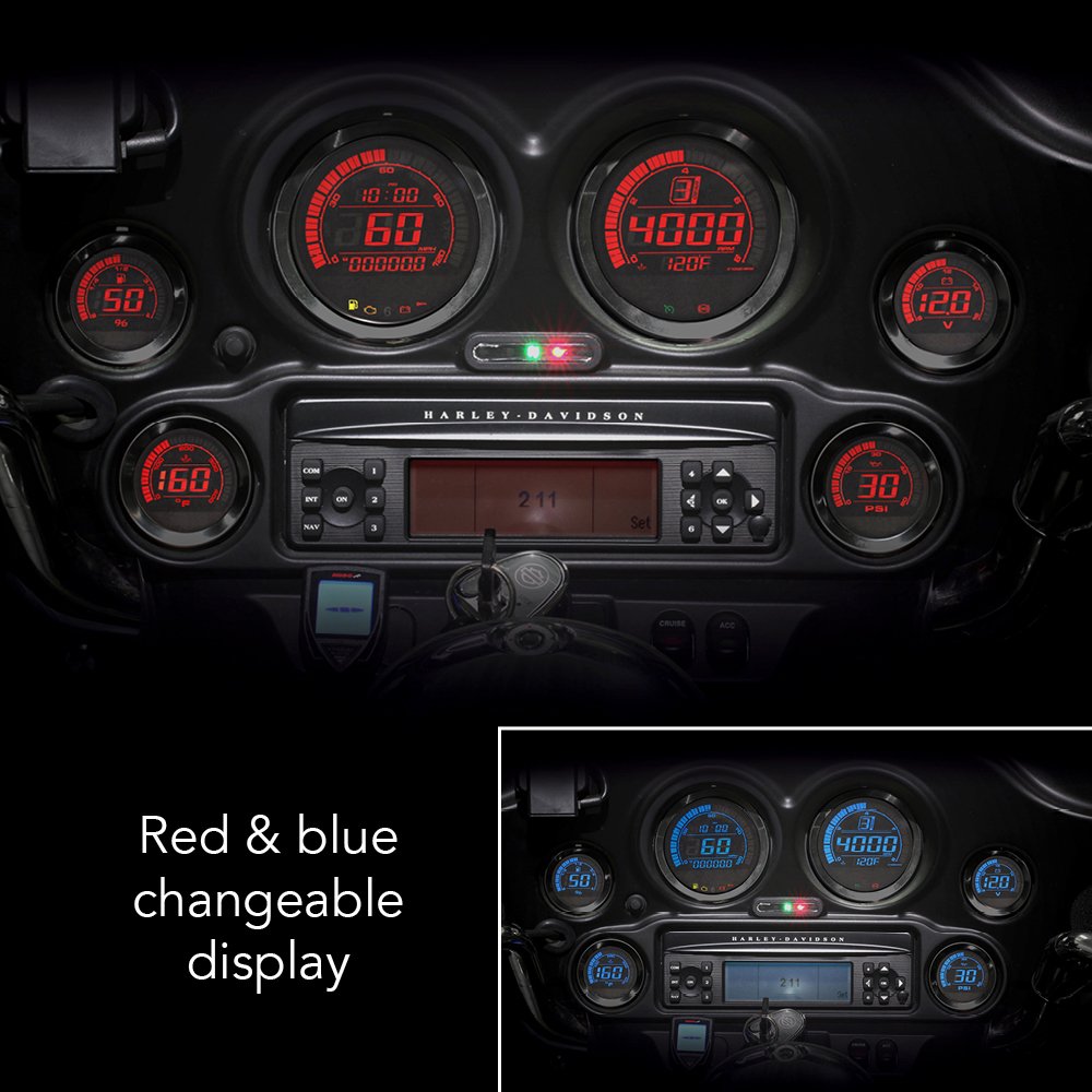Koso HD-02 Oil Temp Kit - 6 Pcs, Large, Black Bezel, Model BA050907