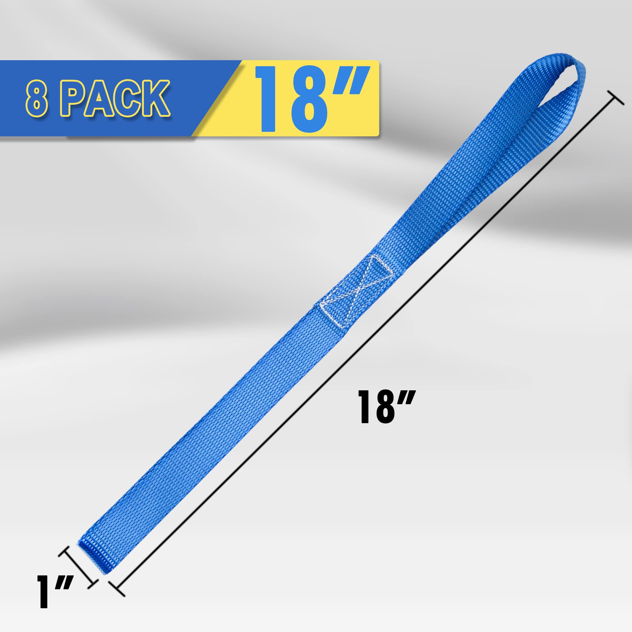 Cartman Soft Loop Tie-Down Straps In Blue Color, 8Pk X 18In, 3600Lbs