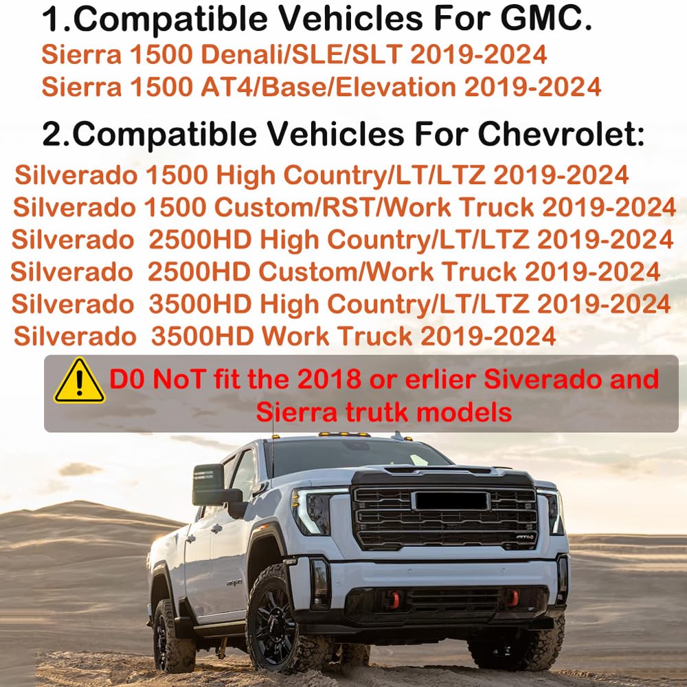 Bed Rail Stake Pocket Covers for GMC Chevy Silverado/GMC Sierra 1500(2019-2024), GMC Sierra 3500HD(2020 2021 2022 2023 2024)/250