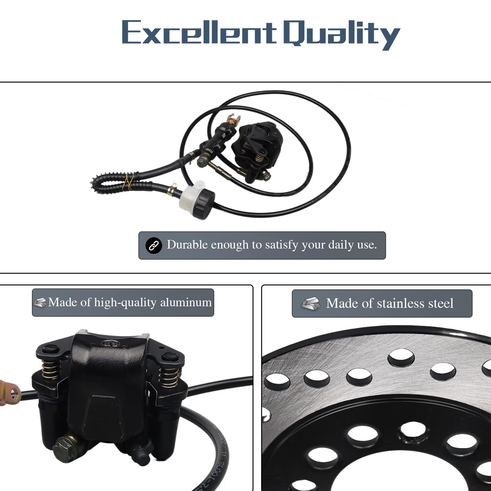 HIMARKLIF Hydraulic Rear Disc Brake Caliper System Disk Rotor Pads Compatible with Dirt Bike Quad Wheel ATV Go-kart 150cc 200cc