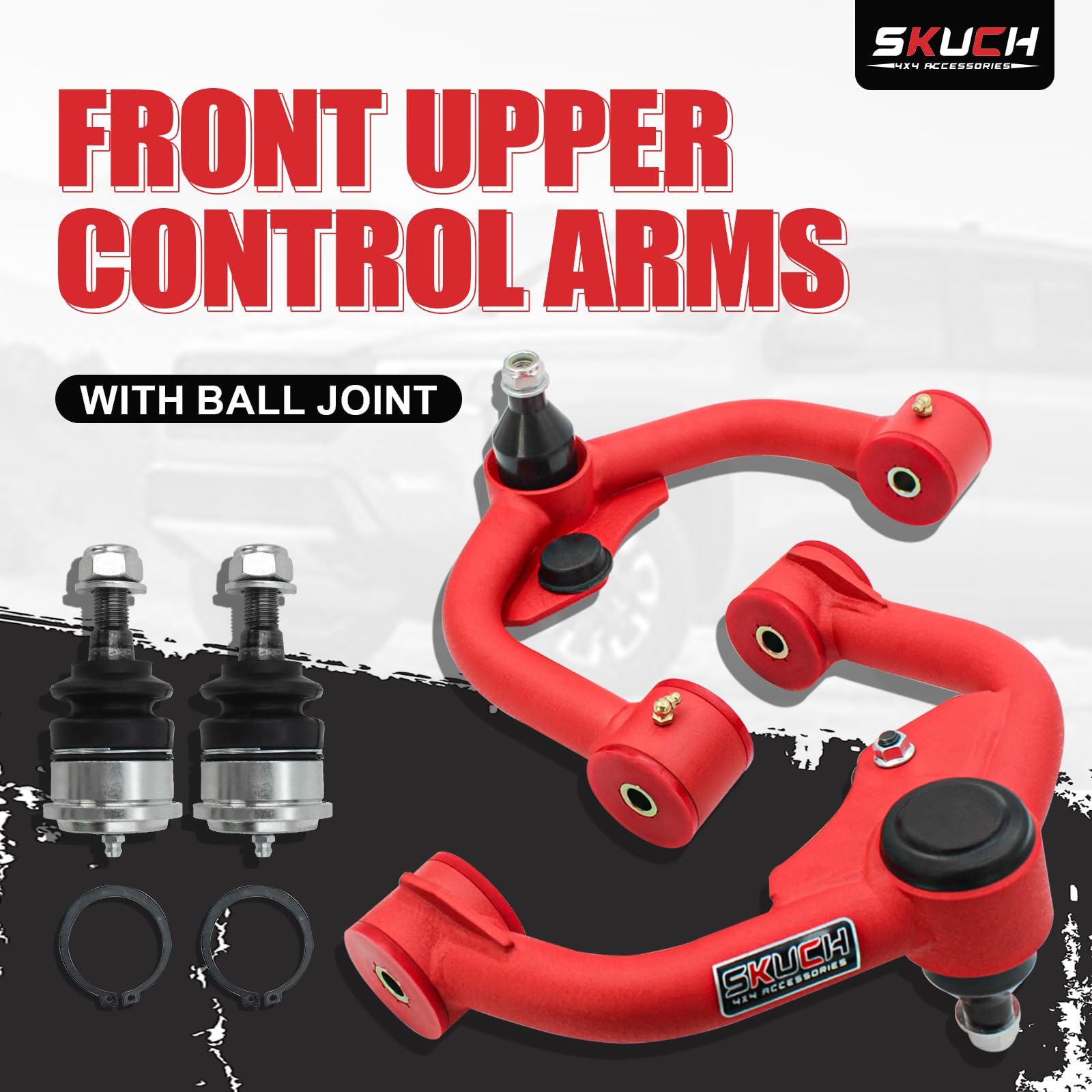 SKUCH 4X4 ACCESSORIES Lift Front Upper Control Arms for Nissan Xterra/Frontier/Pathfinder, Alloy Steel, 2005-2021, Wrinkle Red