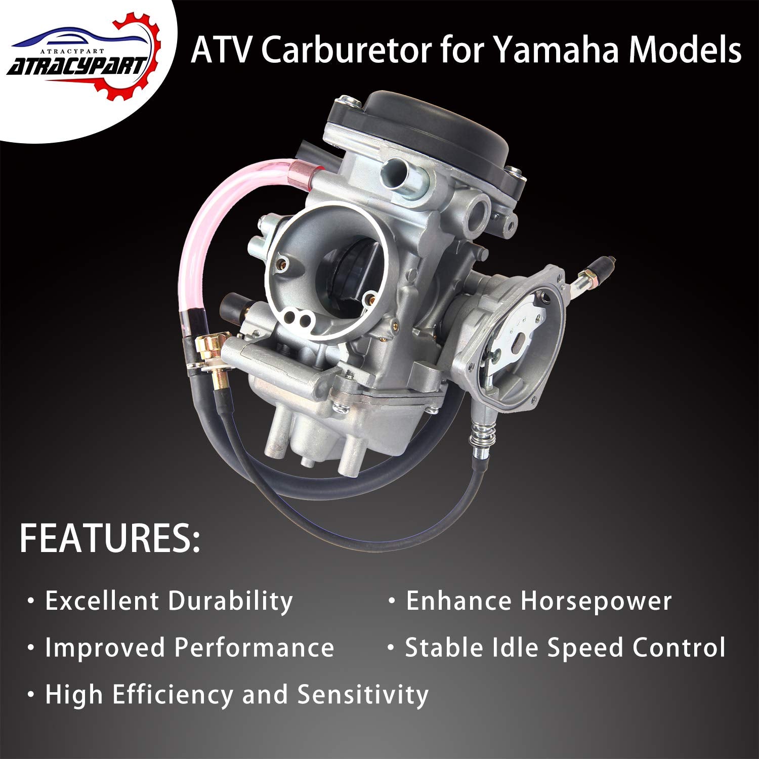 ATRACYPART Carburetor for Yamaha Kodiak 400, Big Bear 400, Grizzly 350/450, Wolverine 350/450 with Air Filter & Cleaner Brush