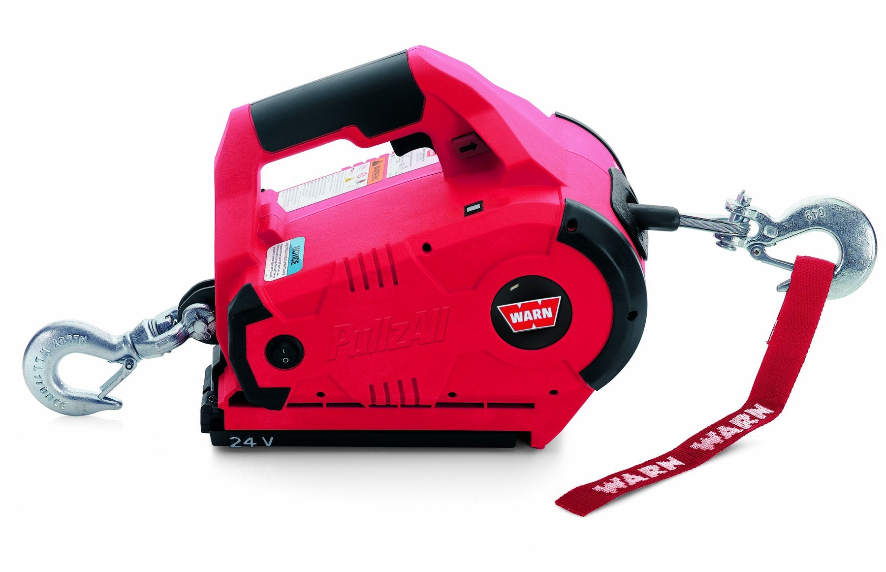 WARN 885030 PullzAll Cordless 24V DC Portable Electric Winch with Steel Cable and 1 Rechargeable Battery Pack: 1/2 Ton (1,000 lb