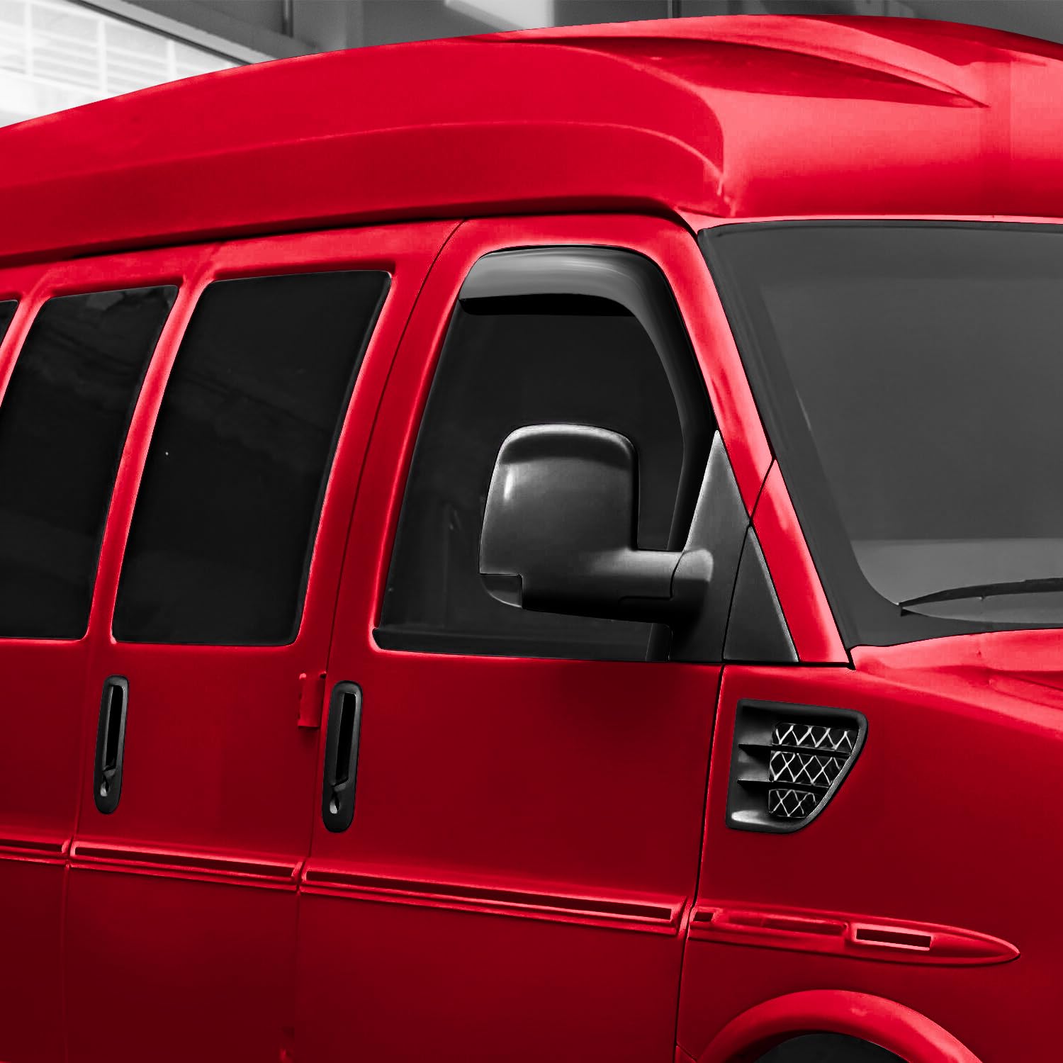 Voron Glass In-Channel Extra Durable Rain Guards For Chevrolet (Chevy) Express Van 1996-2024/Gmc Savana 1996-2024, Window Deflec