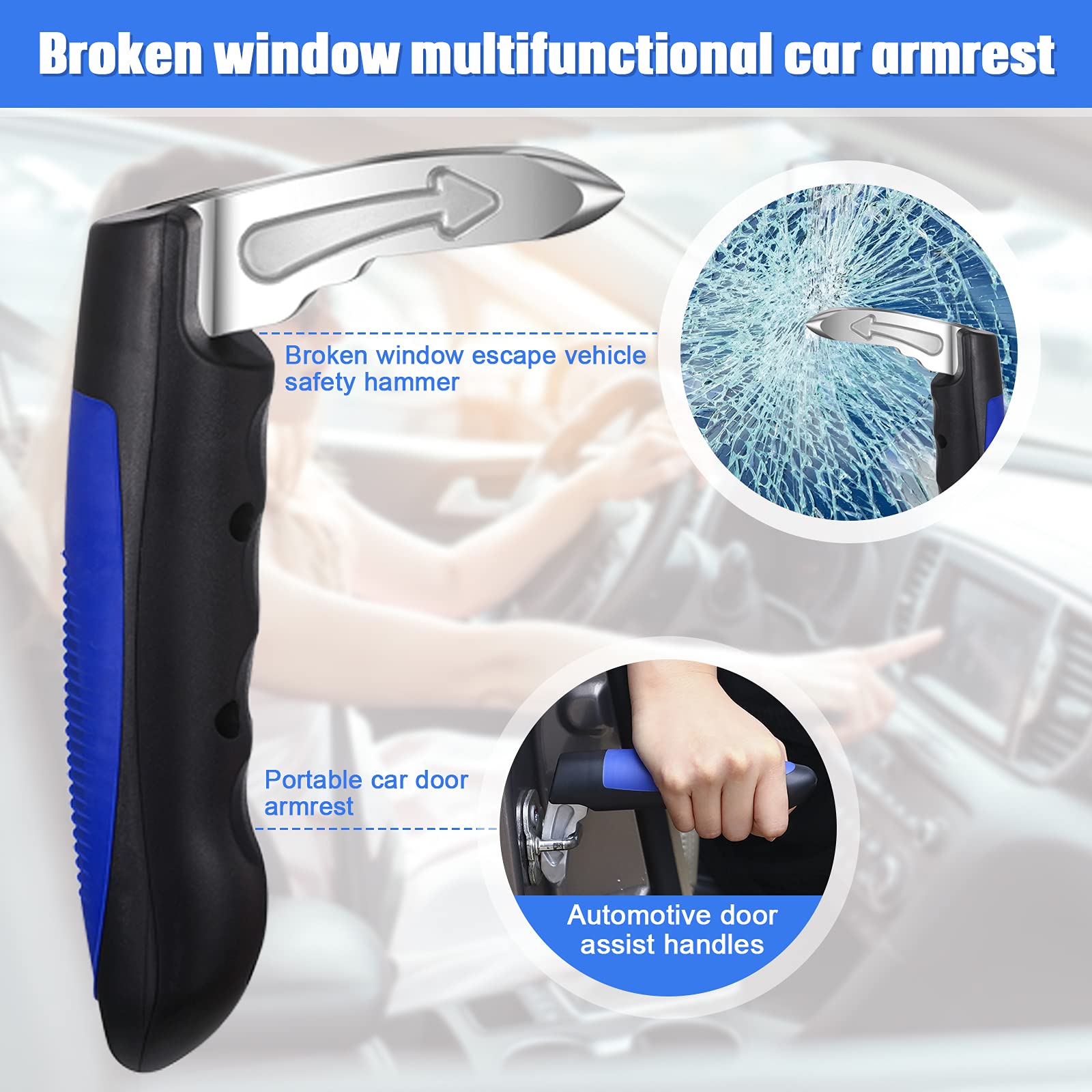 2 Pieces Vehicle Support Handles Automotive Door Assist Handles Elderly Car Assist Handles With Window Breaker For Elderly And H