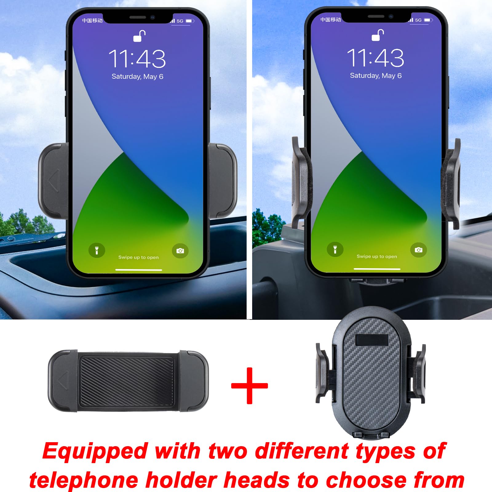 Neepiar Phone Holder Mount for 2011-2018 Jeep Wrangler JK JKU - Black Plastic Multi-Mount Kit with Storage Box