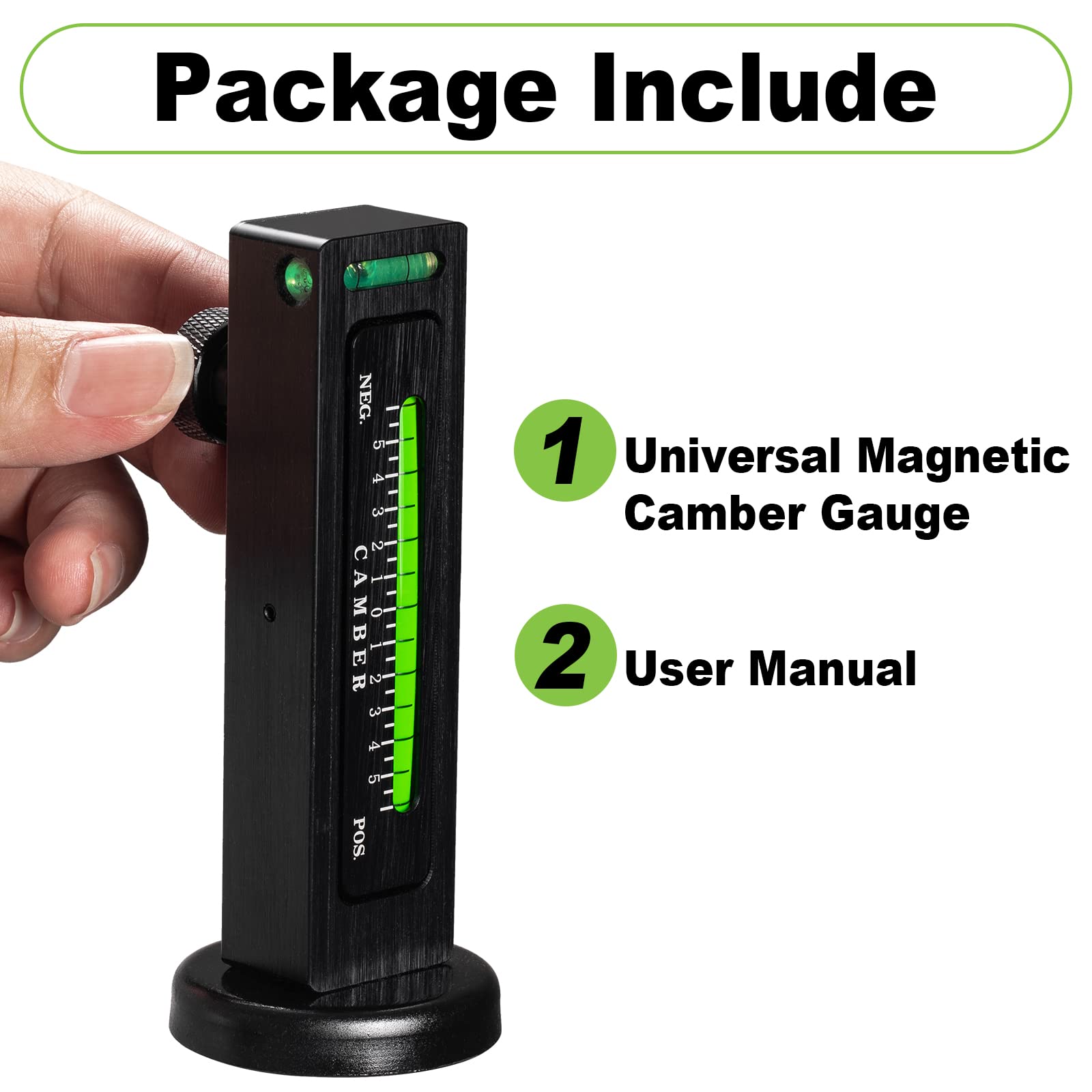 Toolwiz Adjustable Magnetic Camber Gauge Tool for Car & Truck - Black, Model TAC0015BK