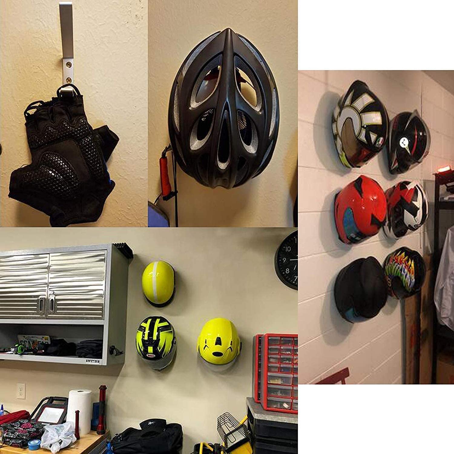 Pmsanzay Motorcycle Helmet Holder - 4 Pack Aluminium Wall Mount Hanger, Small, Silvery, Model 101434262