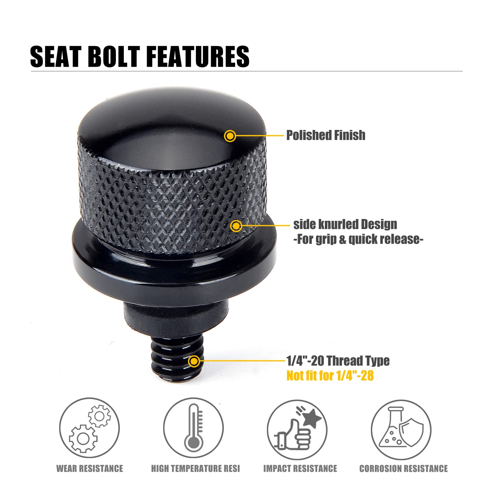 Hutexico Street Glide Sportster Seat Bolt For Harley, Motorcycle Rear Fender Knurled Screw For Dyna Sportster Softail Road Glide