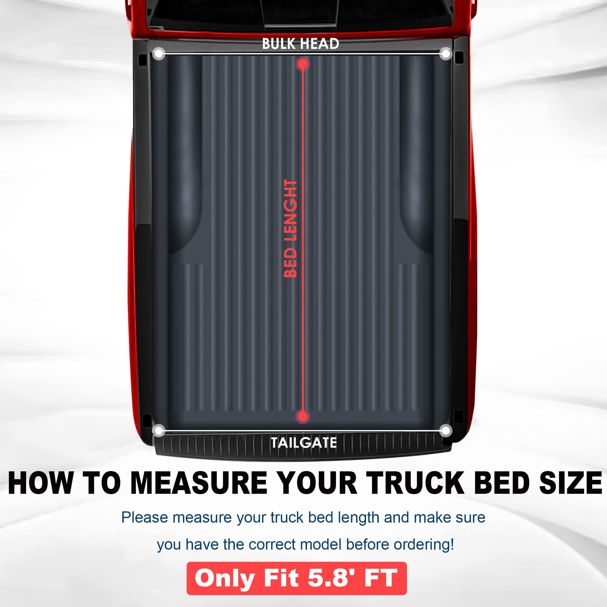 Mostplus Quad Fold Soft Truck Bed Tonneau Cover Compatible For 2019-2024 2025 Chevrolet Chevy Silverado/Gmc Sierra 1500 (2019 15