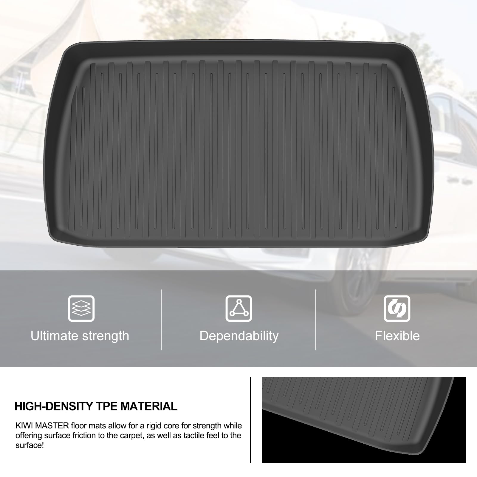 Kiwi Master Cargo Trunk Mat Behind 3Rd Row Compatible For 2018-2024 Honda Odyssey All Weather Trunk Liner Tpe Slush Mats Black