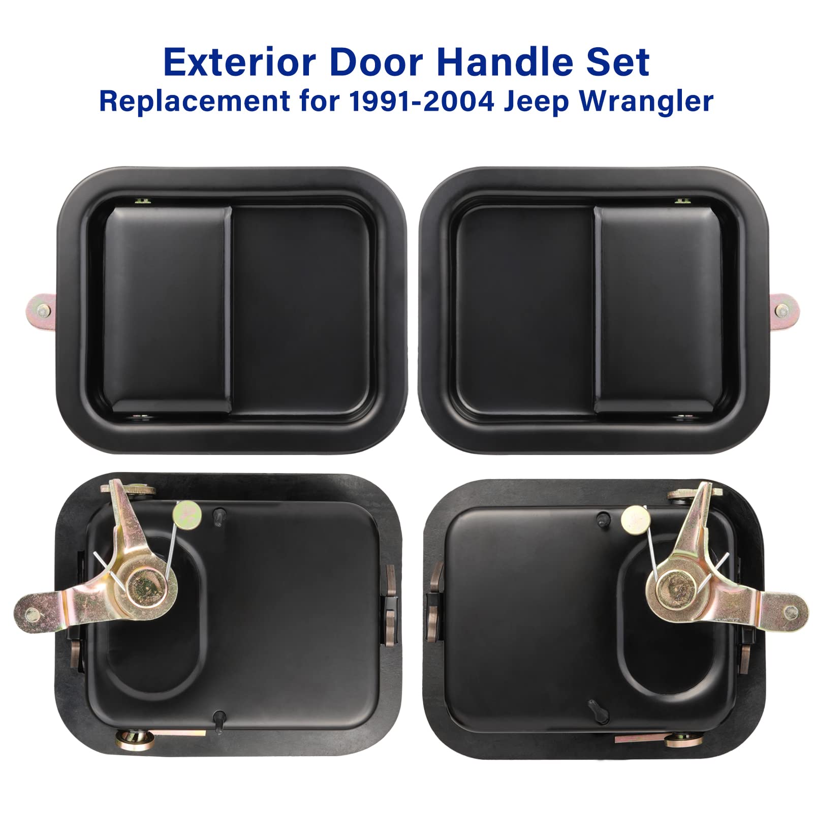 Lcyolada Exterior & Interior Door Handle for Jeep Wrangler TJ YJ 1991-2006 with Full Doors Replaces 55176382AE 55176383AE,Set of