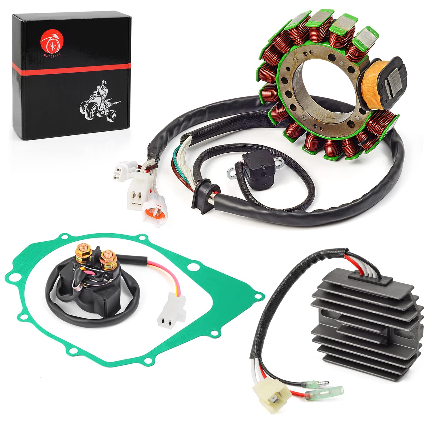 Stator & Regulator Relay With Gasket For Yamaha Warrior 350 Yfm350 1996 1997 1998 1999 2000 2001 3Hn-85510-10-00 3Gd-15451-00-00