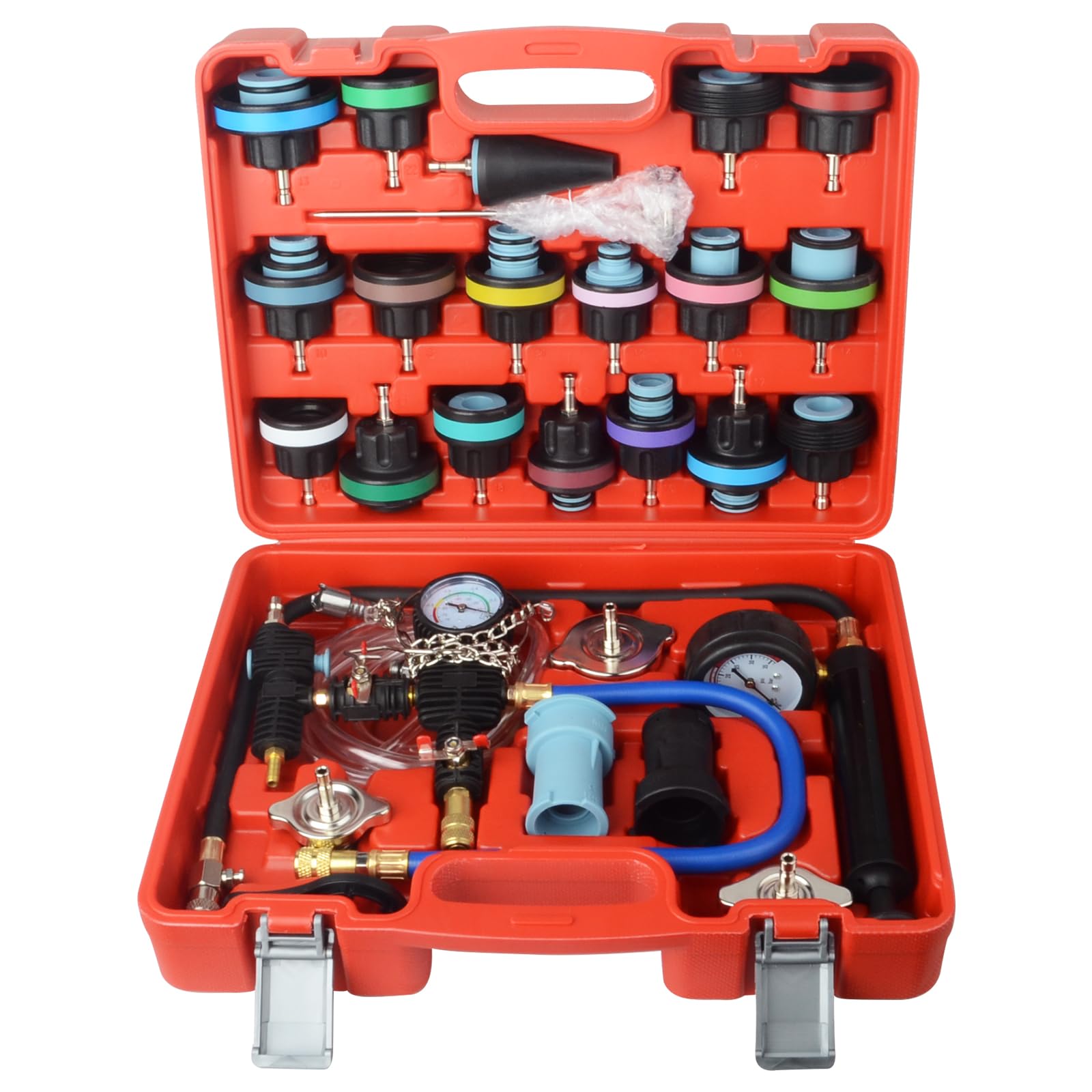 DAYUAN 28pcs Universal Radiator Pressure Tester Kit, Coolant Pressure Tester Set Coolant Vacuum Refill Tool for Cooling System (