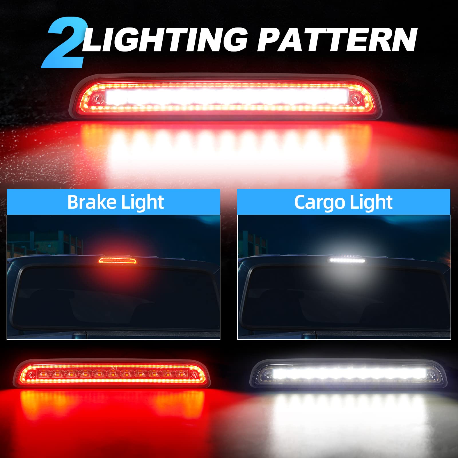 Suparee Led Third Brake Light Smoked Lens Fit For 2004 2005 2006 2007 2008 Ford F150, 3Rd Brake Light Assembly Roof White Cargo