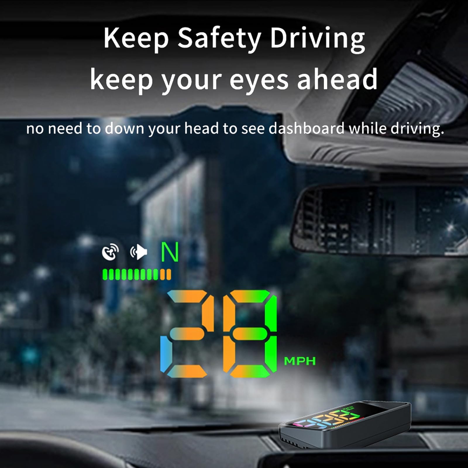 AZIJYV Heads Up Display for Cars, Car HUD H4, GPS Speedometer, First Colorful, Large Font Digital Speedometer GPS with Speed, Co